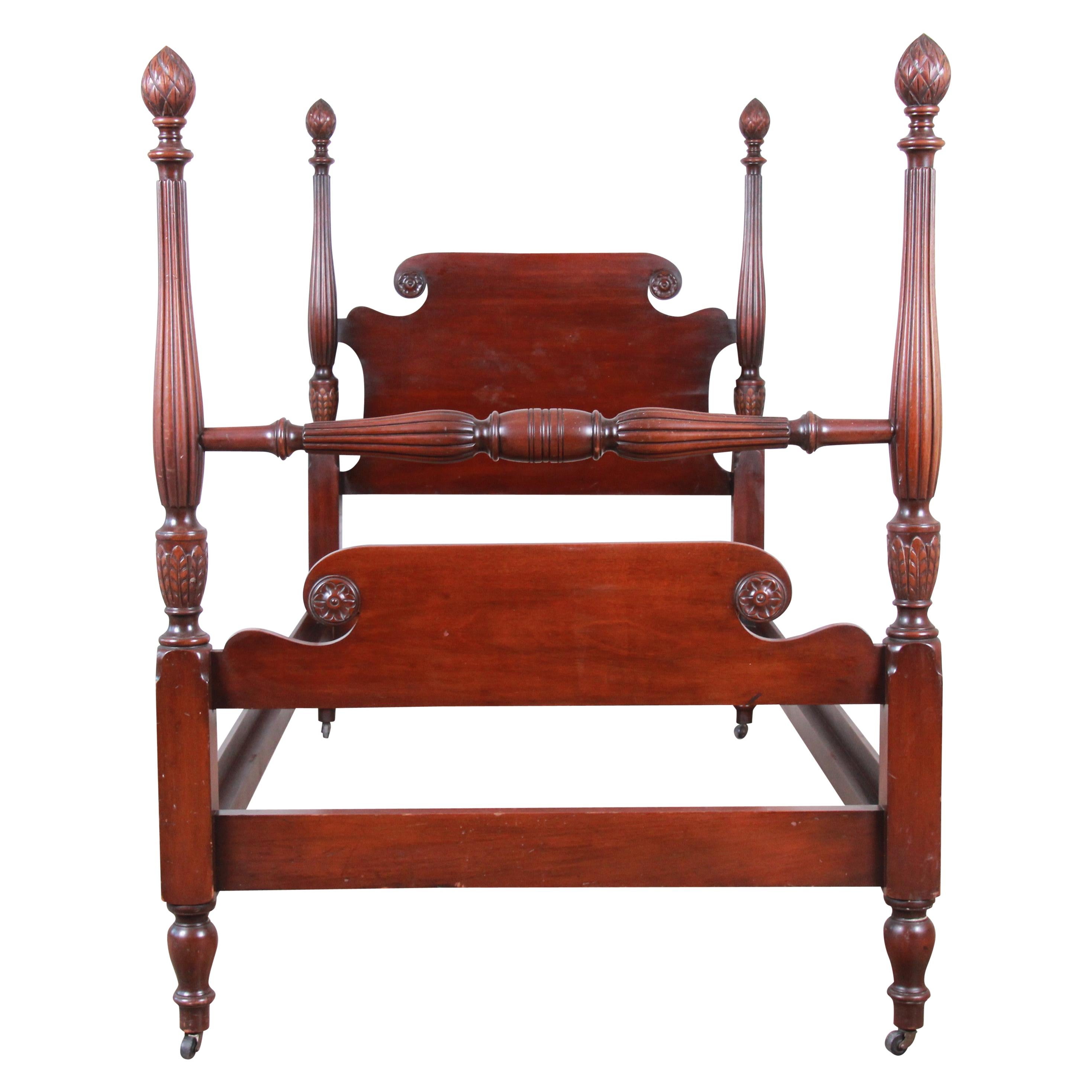 Kindel Furniture Carved Mahogany Twin Size Poster Bed