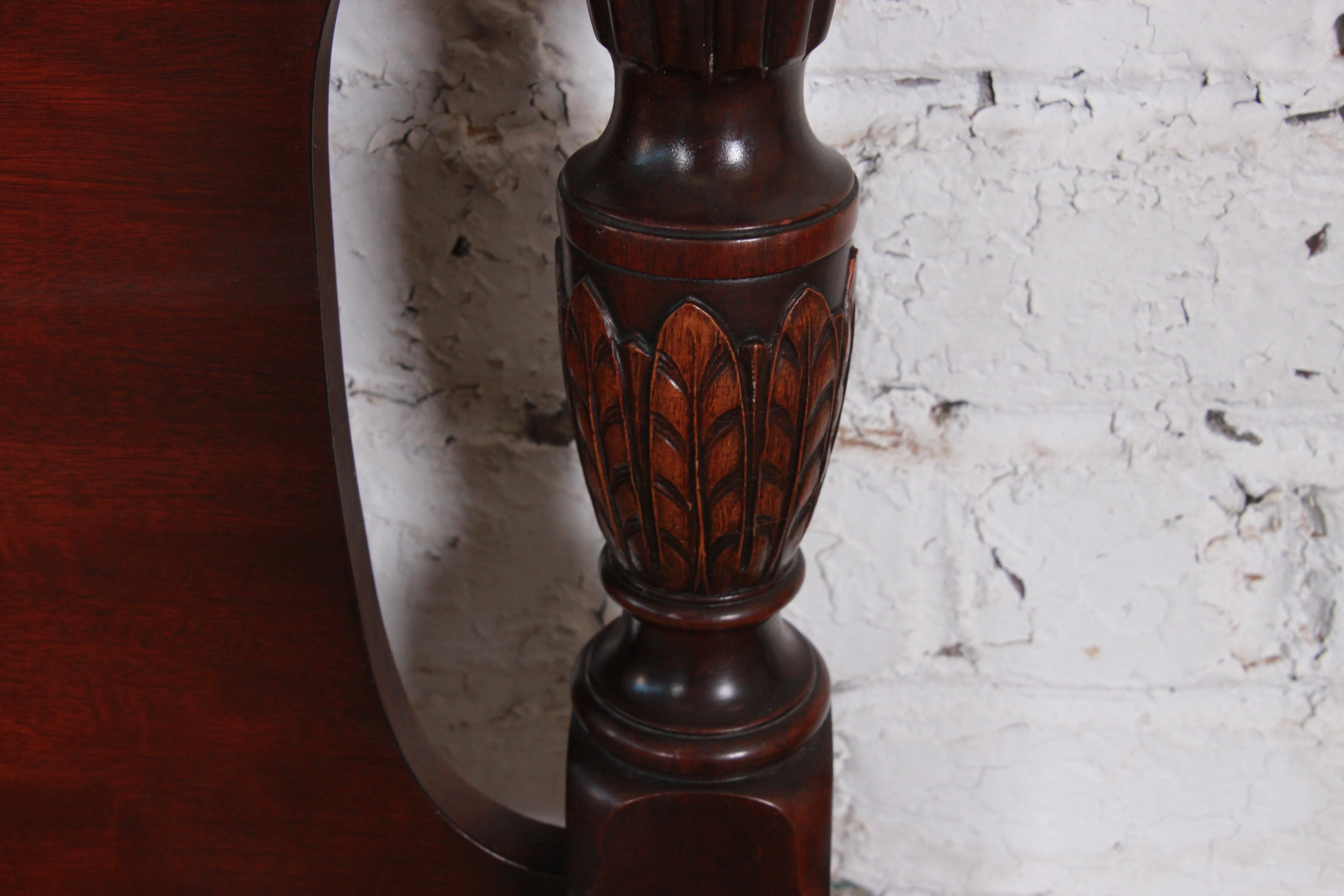 Kindel Furniture Carved Mahogany Twin Size Poster Beds, Pair 4