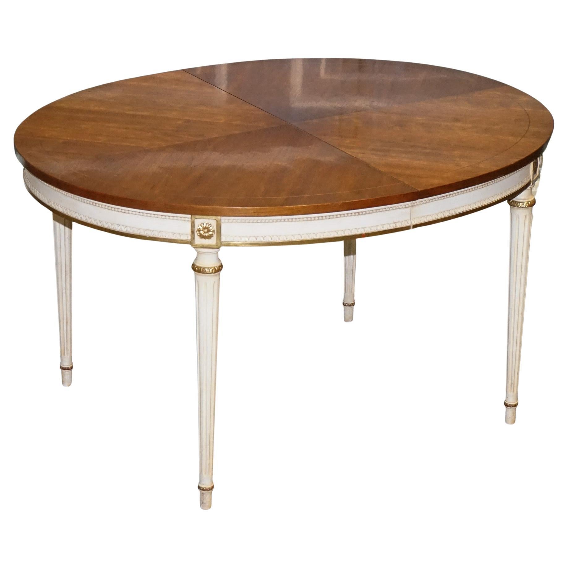 Kindel Furniture Cherrywood & Hand Painted Giltwood Extendable Dining Table For Sale