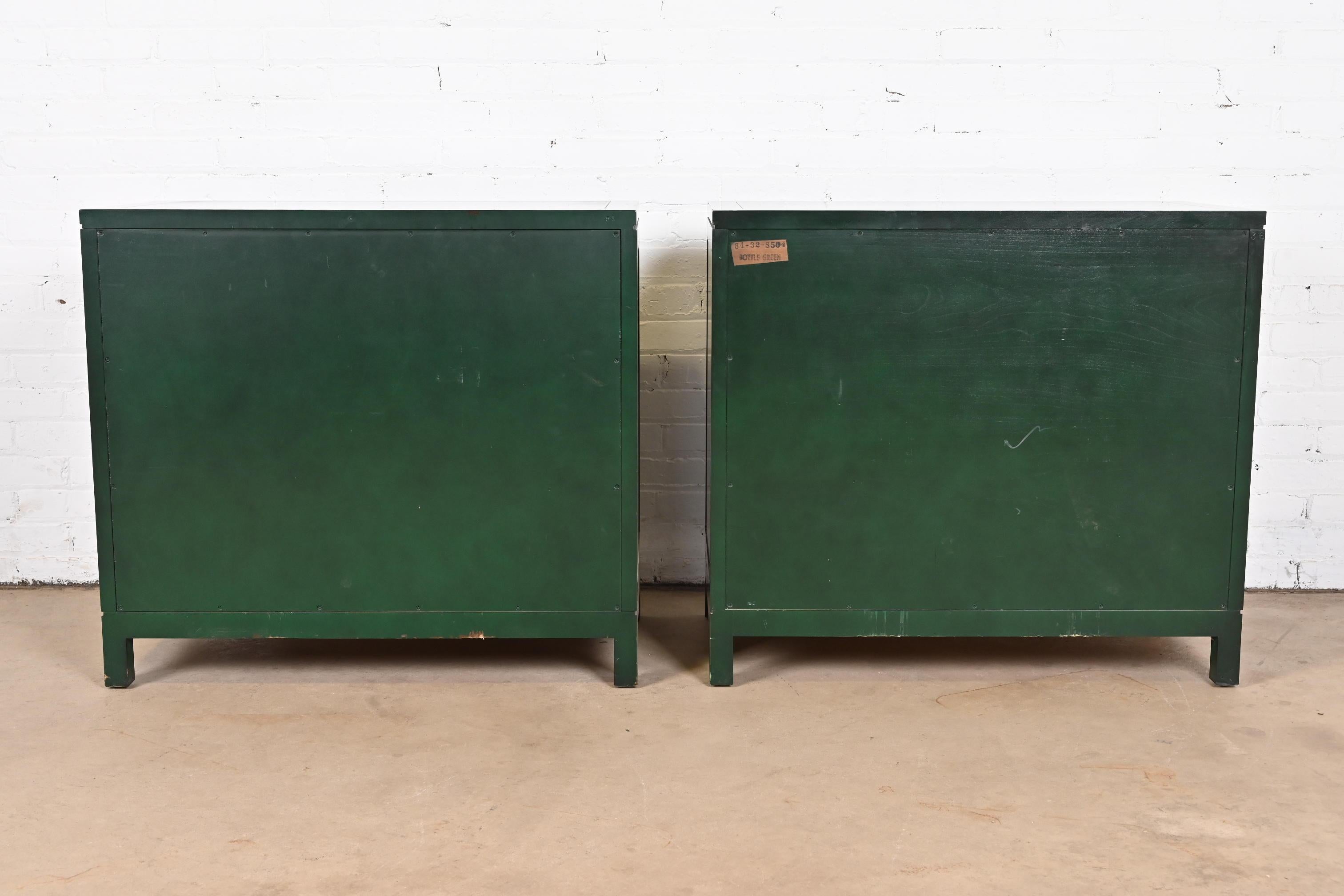 Kindel Furniture Chinoiserie Green Lacquered and Gold Gilt Hand Painted Cabinets 12
