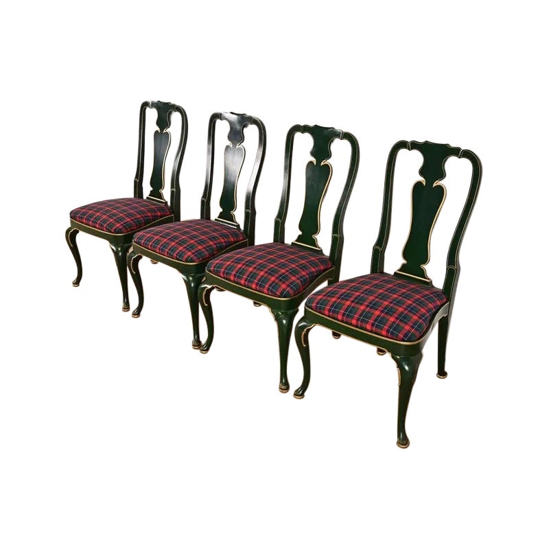 Kindel Furniture Chinoiserie Queen Anne Dining Chairs, Set of Four