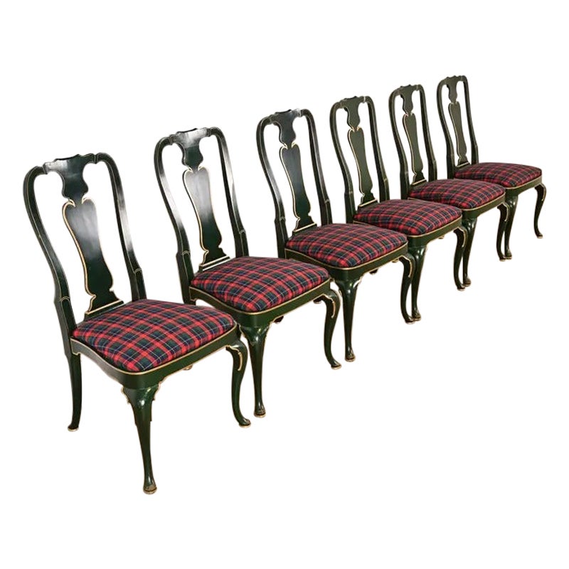 Kindel Furniture Chinoiserie Queen Anne Dining Chairs, Set of Six en venta