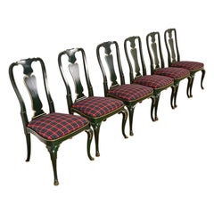 Kindel Furniture Chinoiserie Queen Anne Dining Chairs, Set of Six Kindel Furniture Chinoiserie Queen Anne Dining Chairs, Set of Six