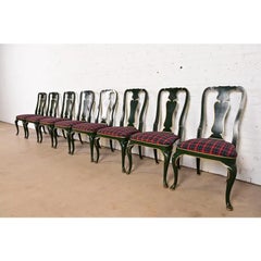 Kindel Furniture Chinoiserie Queen Anne Gold vergoldet Esszimmerstühle, Satz von acht