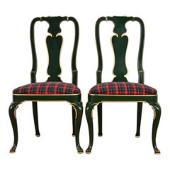 Kindel Furniture Chinoiserie Queen Anne Side Chairs or Dining Chairs, Pair Kindel Furniture Chinoiserie Queen Anne Side Chairs or Dining Chairs, Pair