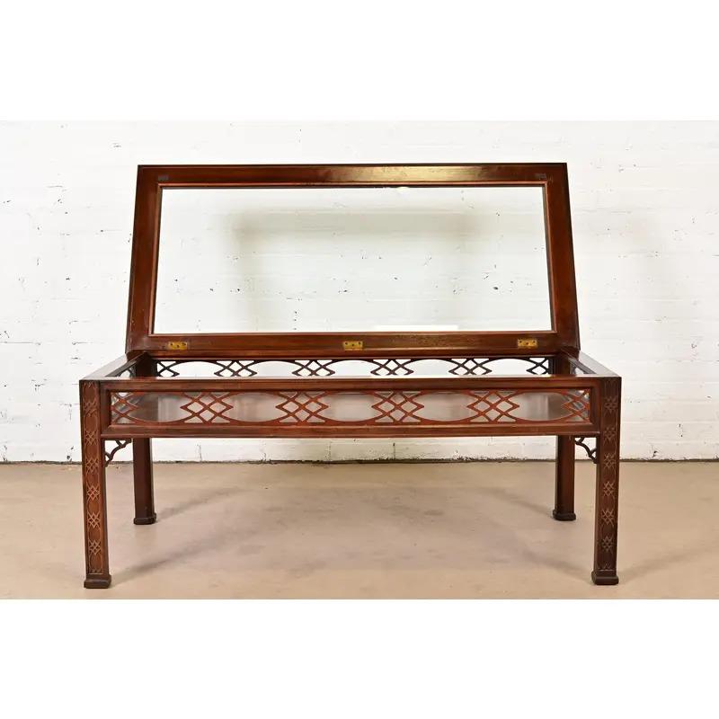 Kindel Furniture Chippendale Carved Mahogany Vitrine Coffee Table 1