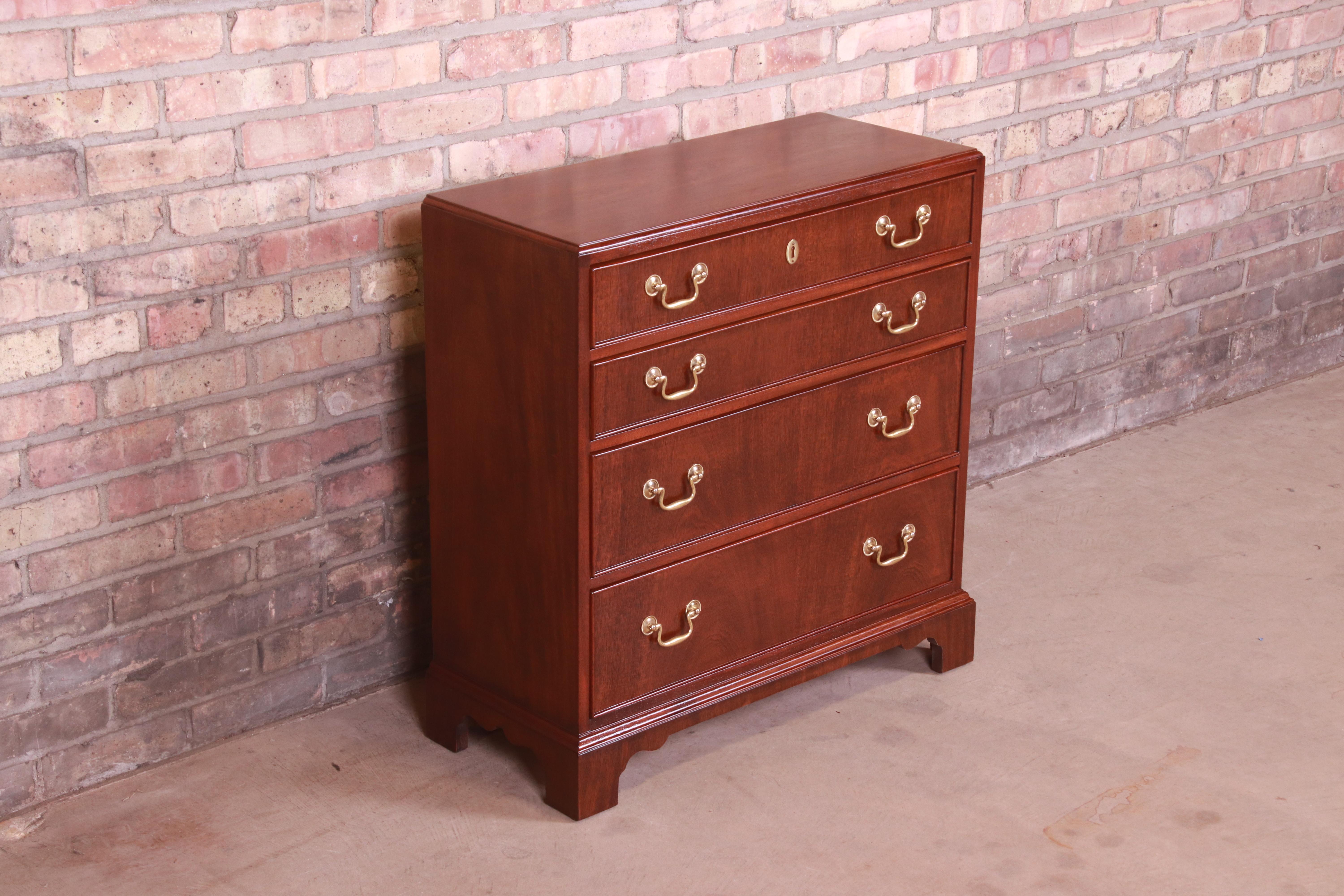 20th Century Kindel Furniture Chippendale Mahogany Bachelor Chest, Newly Refinished