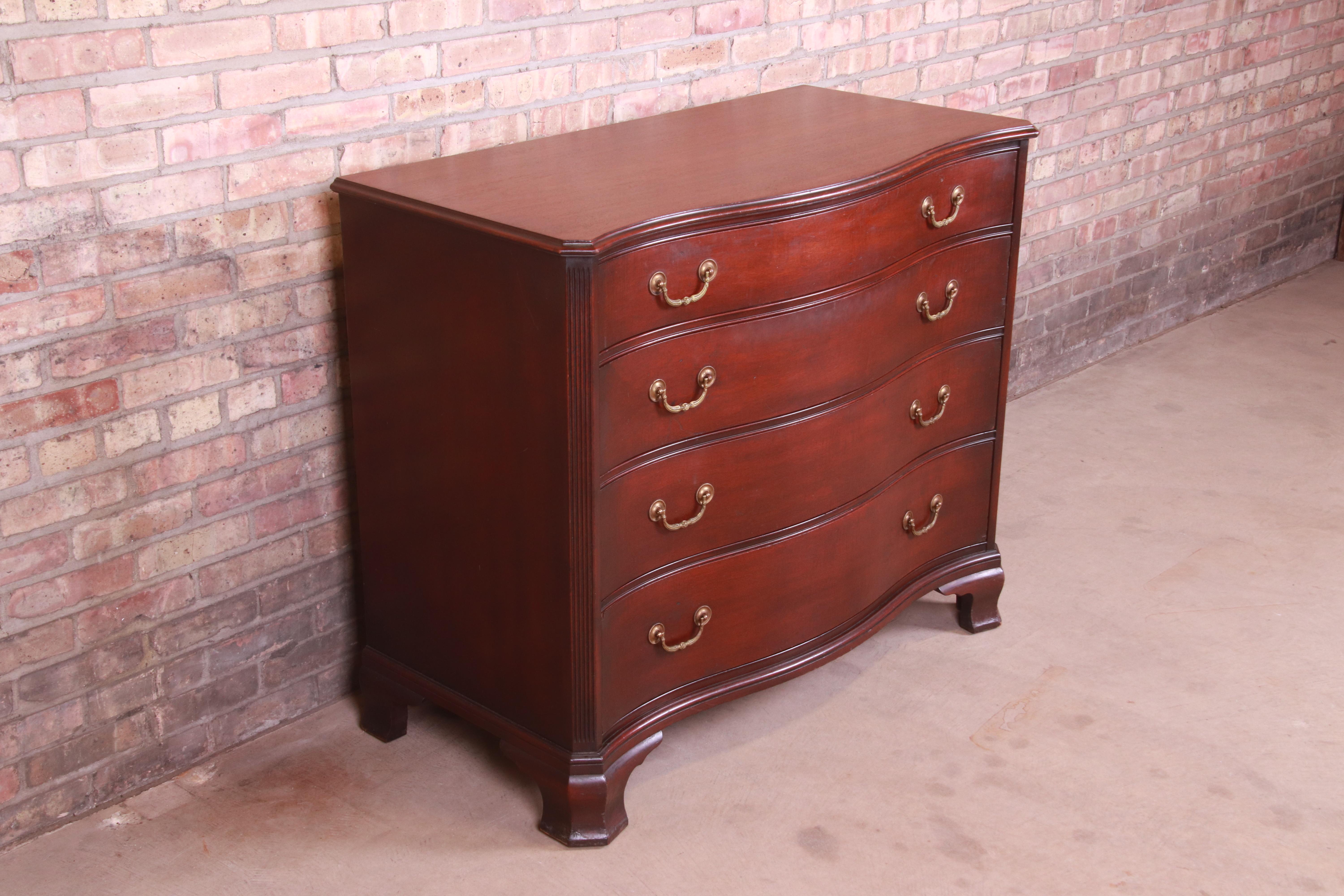 American Kindel Furniture Chippendale Mahogany Bow Front Chest of Drawers