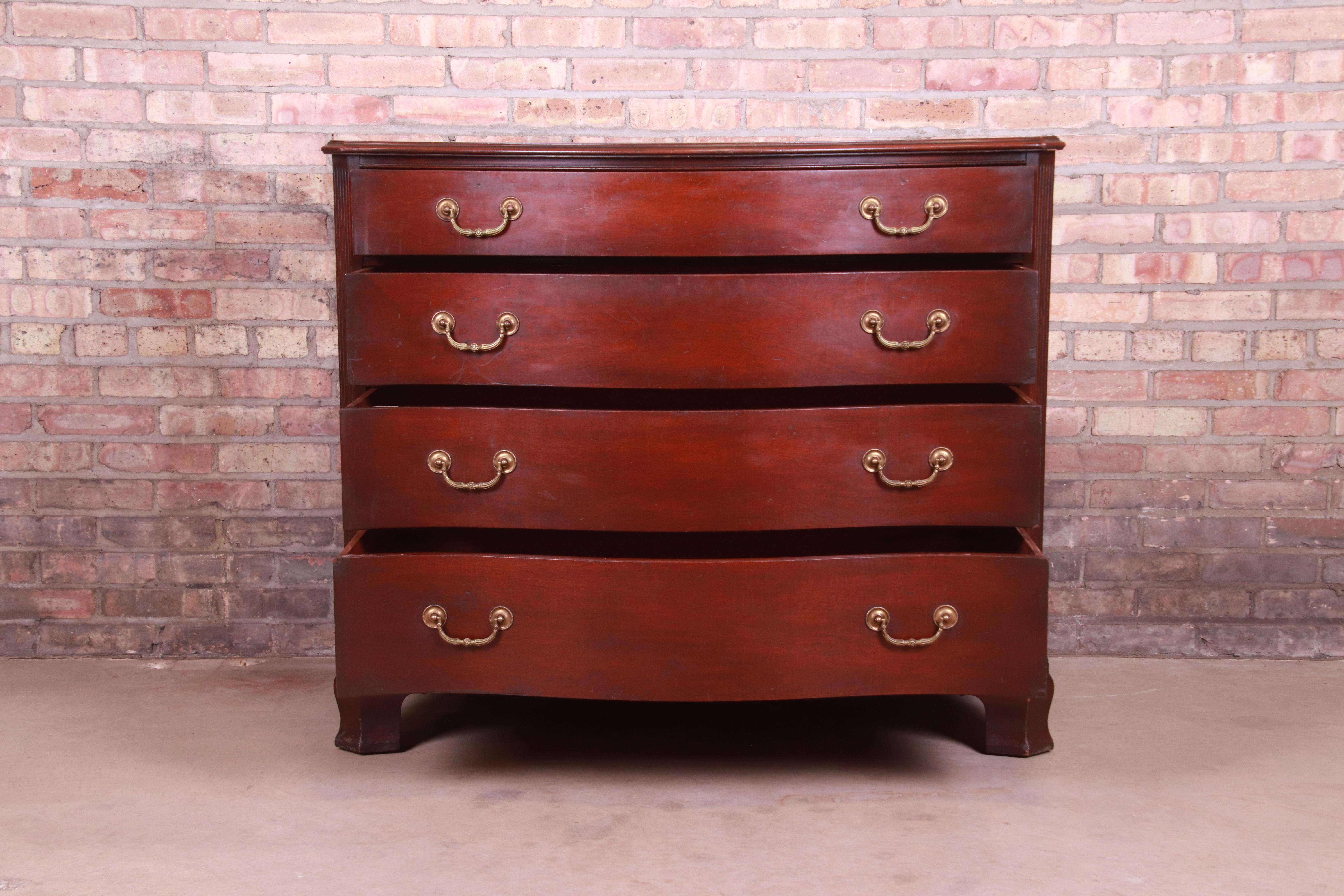 20th Century Kindel Furniture Chippendale Mahogany Bow Front Chest of Drawers