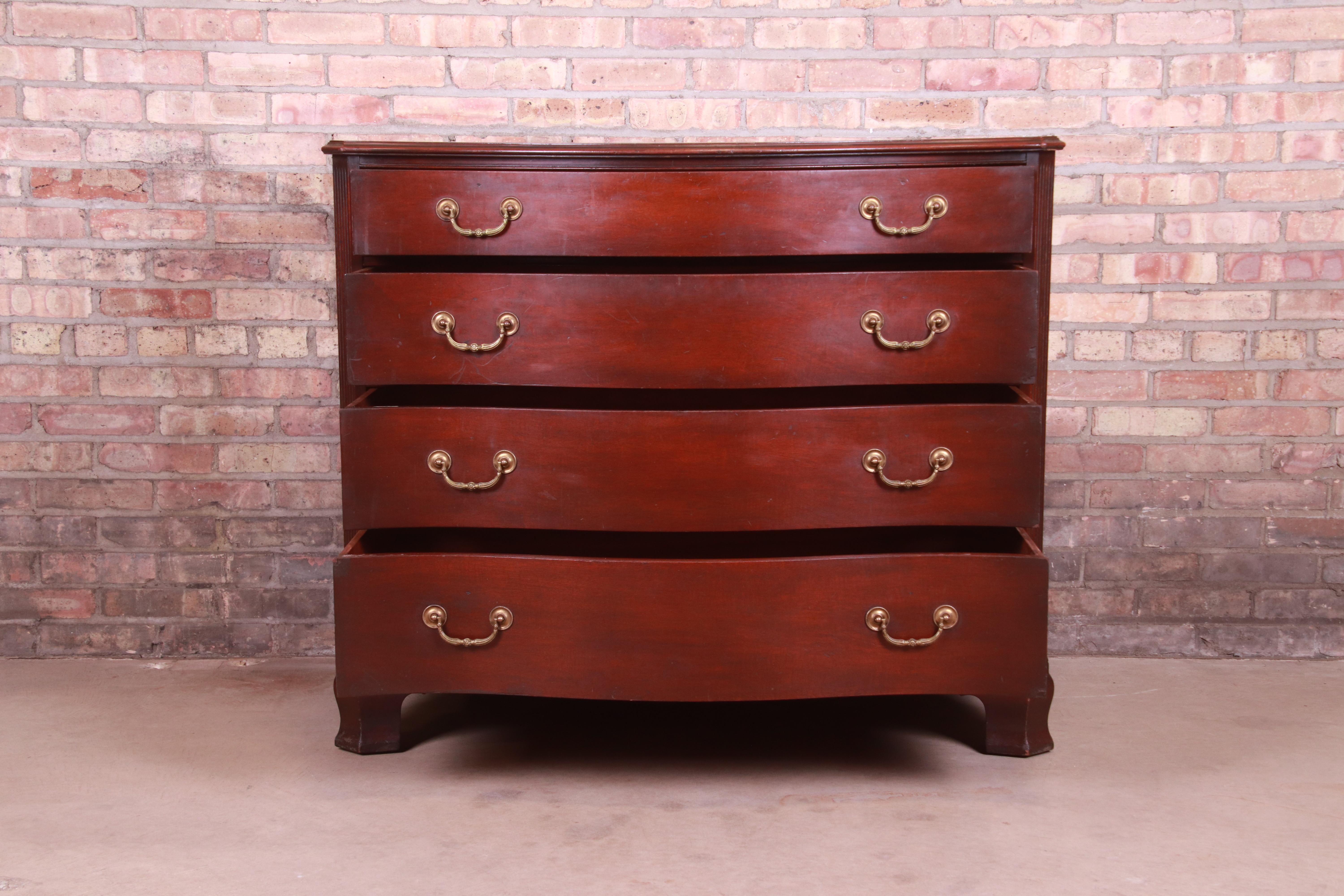 20th Century Kindel Furniture Chippendale Mahogany Bow Front Chest of Drawers