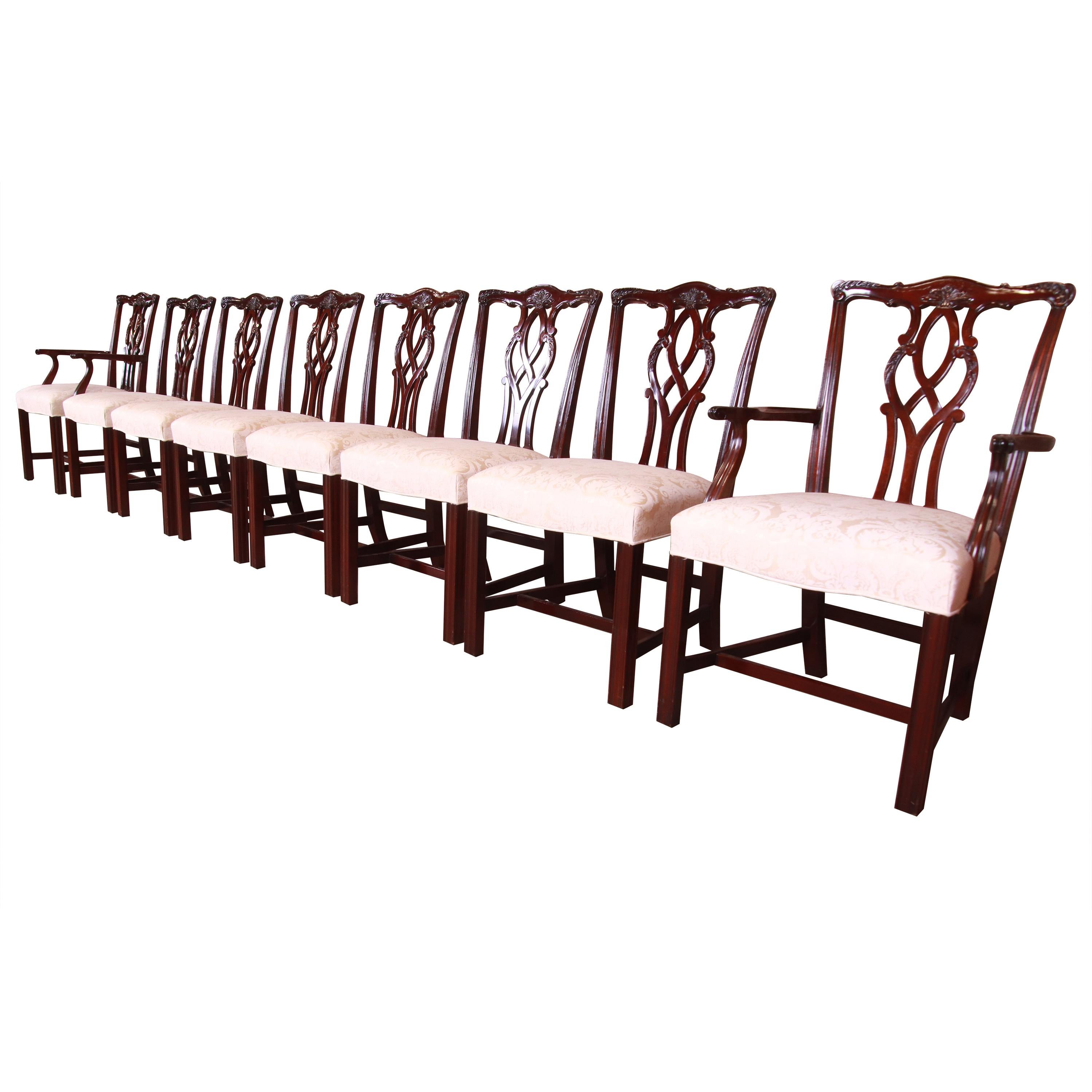 Kindel Furniture Chippendale Mahogany Dining Chairs, Set of Eight