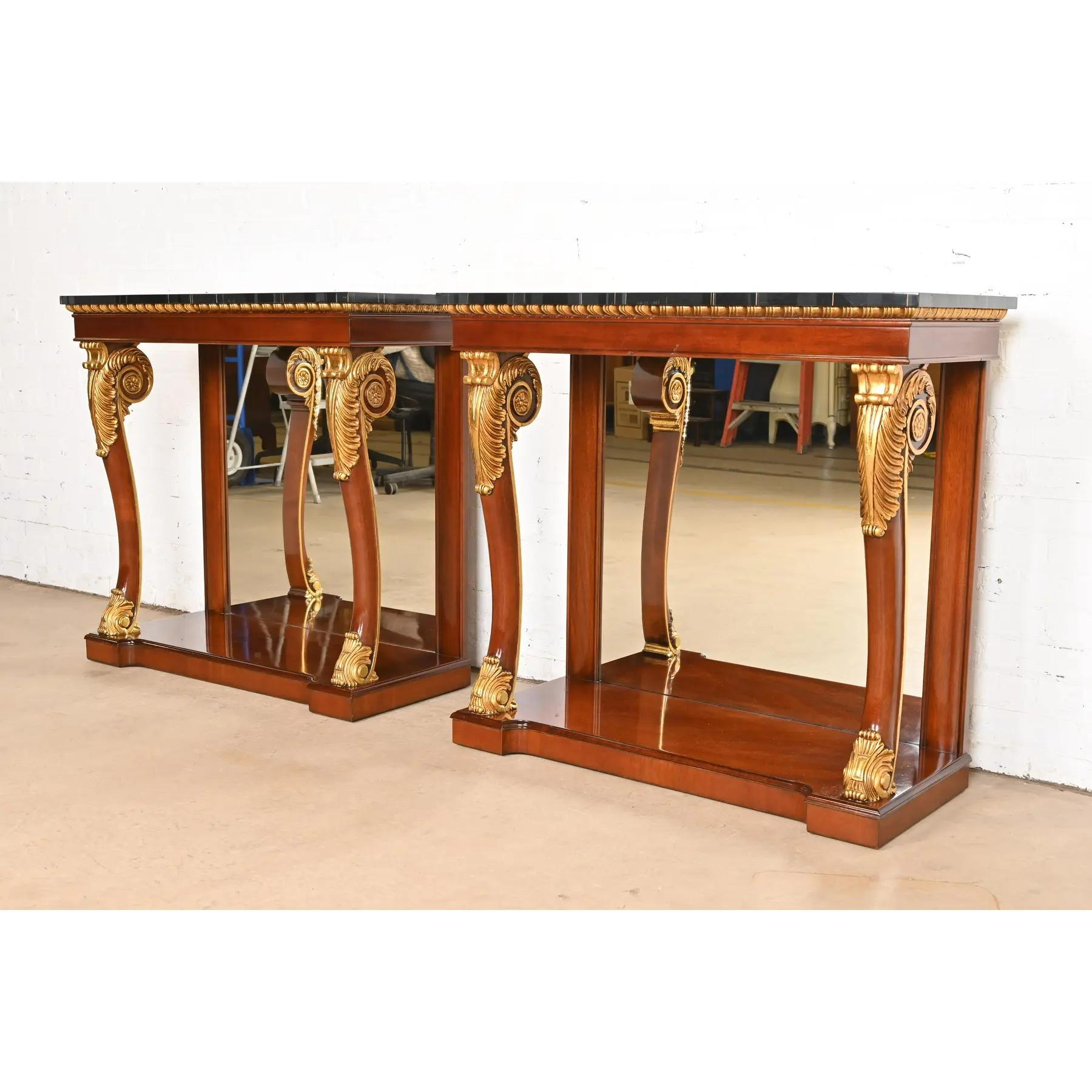 An outstanding pair of Empire, Neoclassical, or Regency style console tables, sofa tables, or entry tables

By Kindel Furniture, 