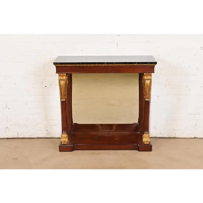 Stile impero Empire Furniture Tavolo Consolle in mogano intagliato con schienale a specchio in vendita
