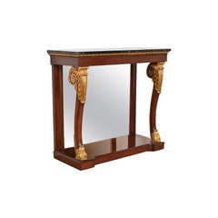 Empire Furniture Tavolo Consolle in mogano intagliato con schienale a specchio