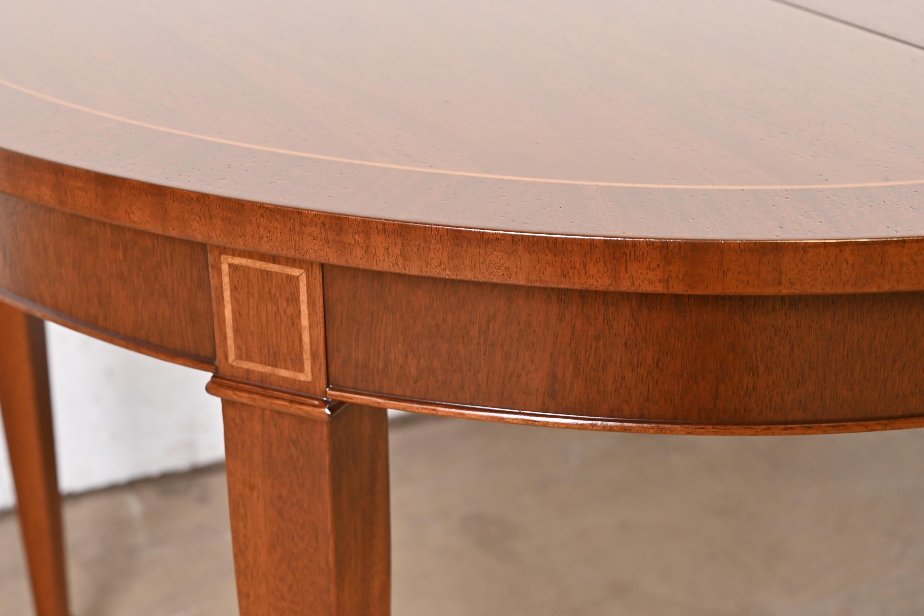 Kindel Furniture Federal Banded Mahogany Dining Table, Newly Refinished For Sale 3