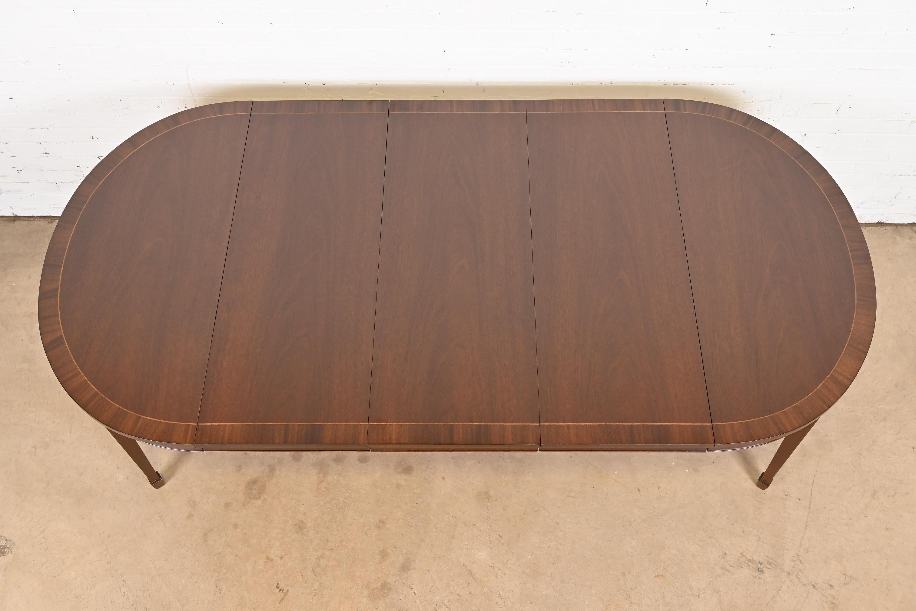Kindel Furniture Federal Banded Mahogany Extension Dining Table, Refinished For Sale 3