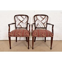 Kindel Furniture Federal Carved Mahogany Arm Chairs, Pair