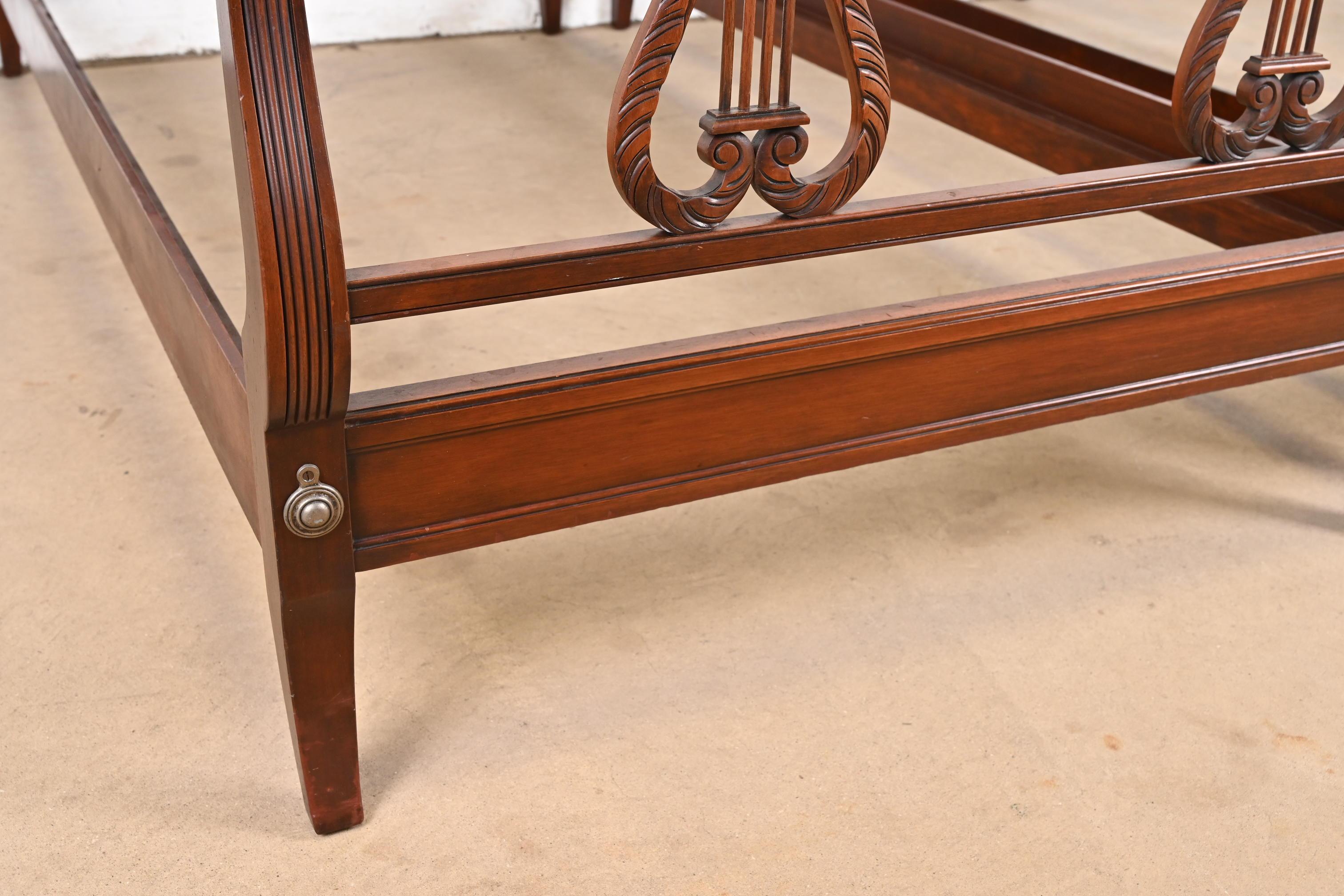 Kindel Furniture Federal Carved Mahogany Twin Beds, Circa 1960s 5