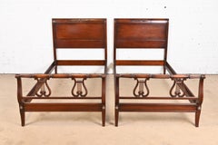 Kindel Furniture Federal Carved Mahogany Twin Beds, Circa 1960s