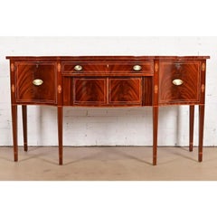 Kindel Furniture Federal Inlaid Flame Mahogany Bow Front Sideboard Credenza