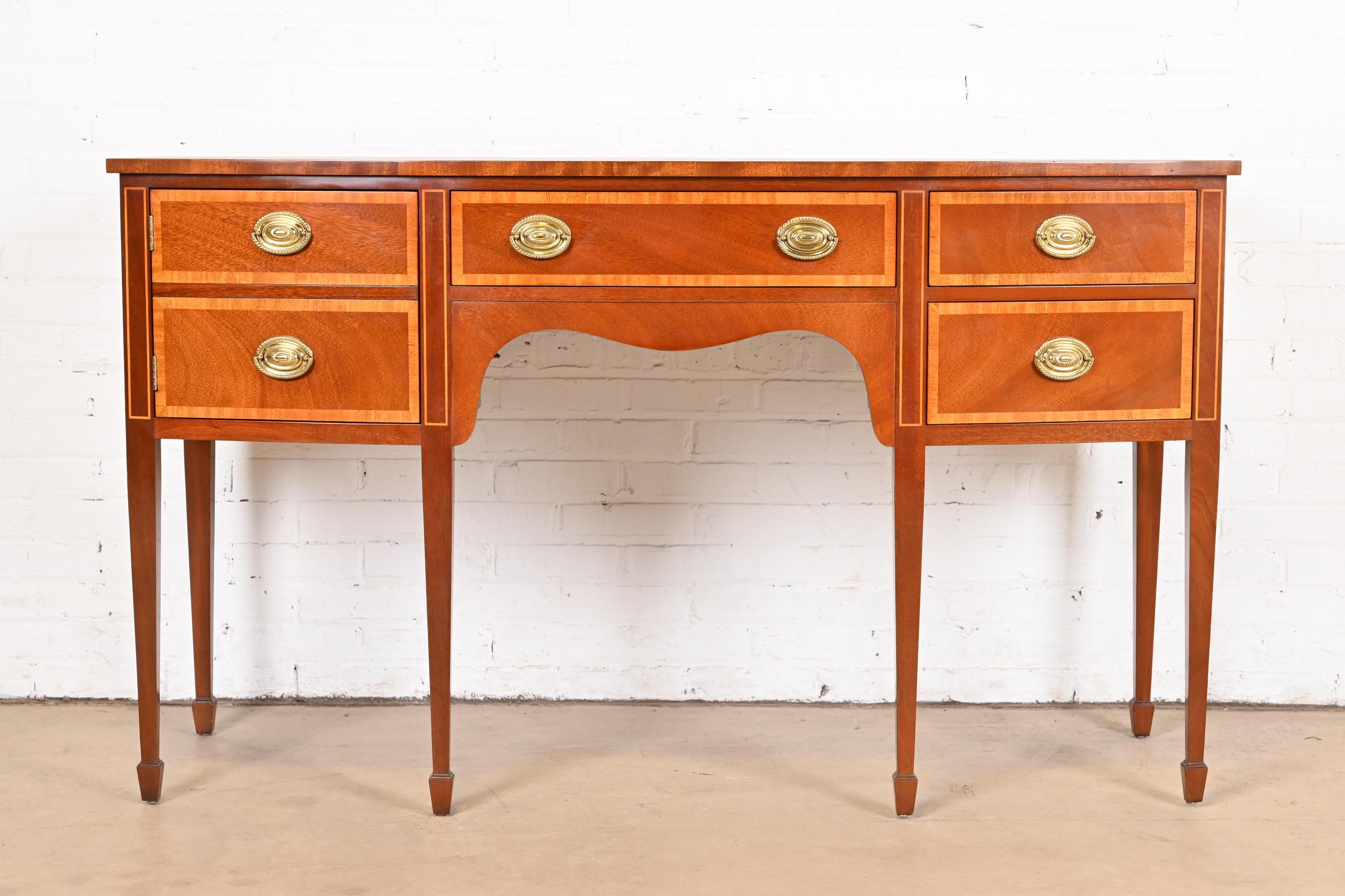 American Kindel Furniture Federal Inlaid Mahogany Bow Front Sideboard Credenza
