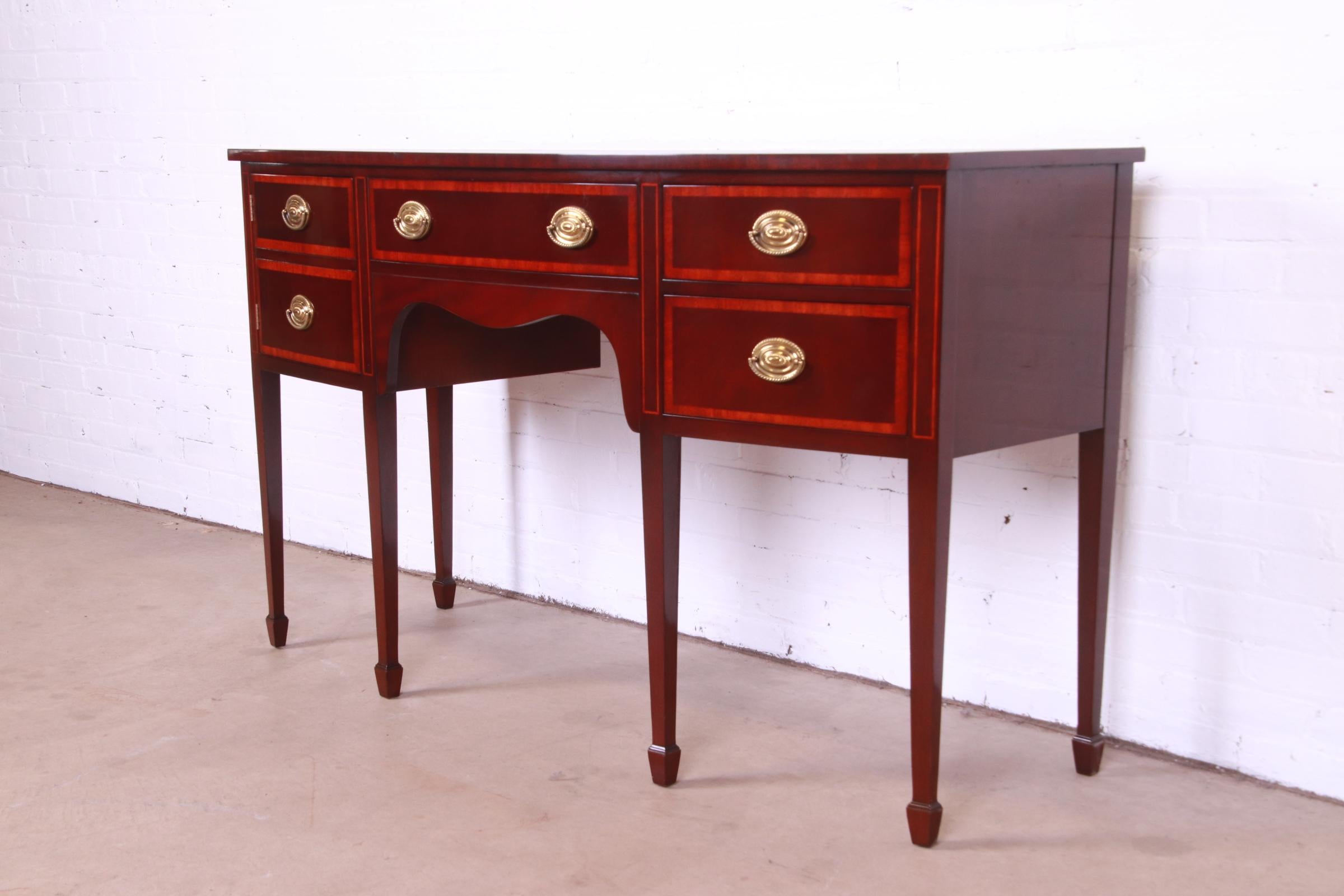 Kindel Furniture Federal Inlaid Mahogany Bow Front Sideboard In Good Condition For Sale In South Bend, IN