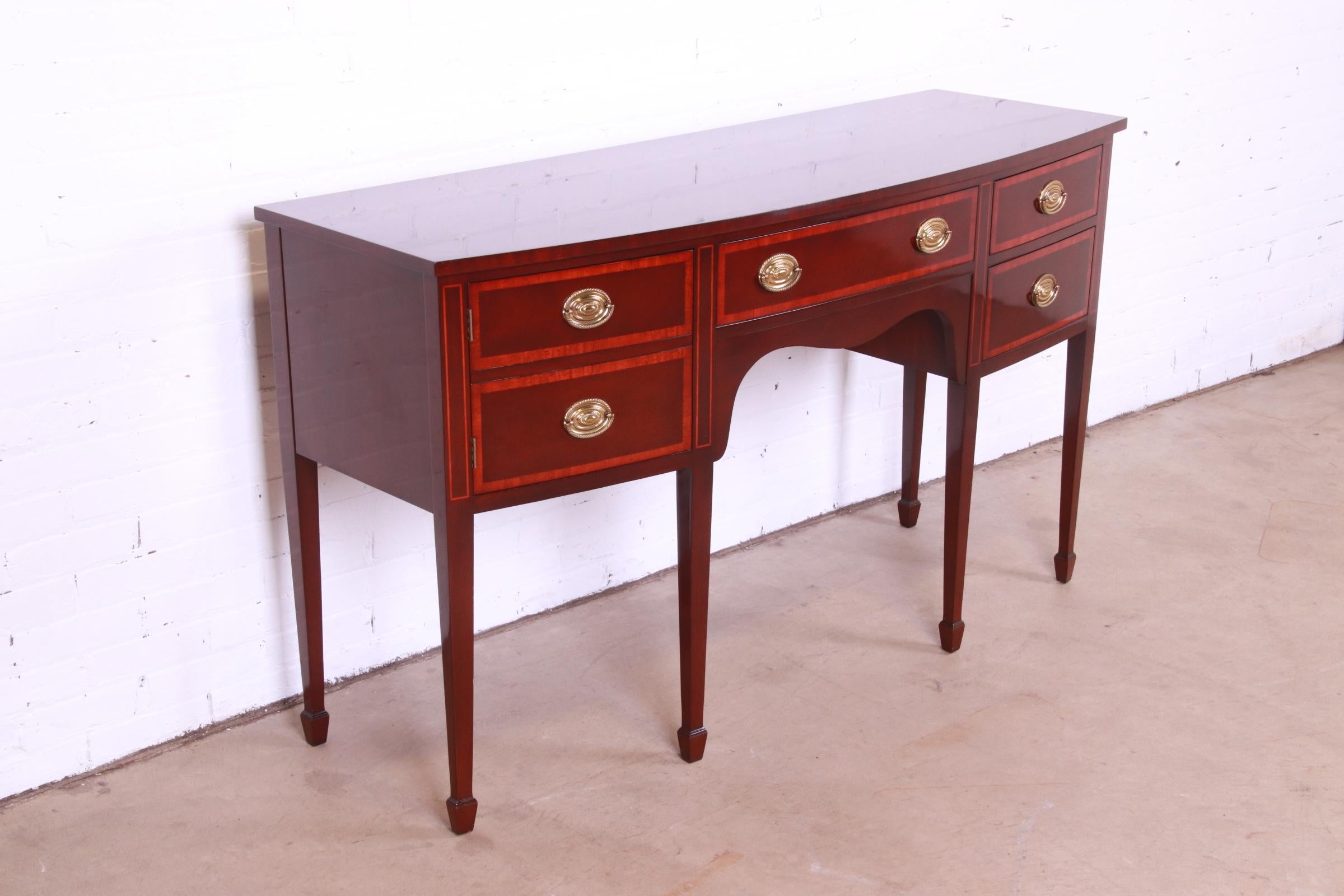 20th Century Kindel Furniture Federal Inlaid Mahogany Bow Front Sideboard For Sale