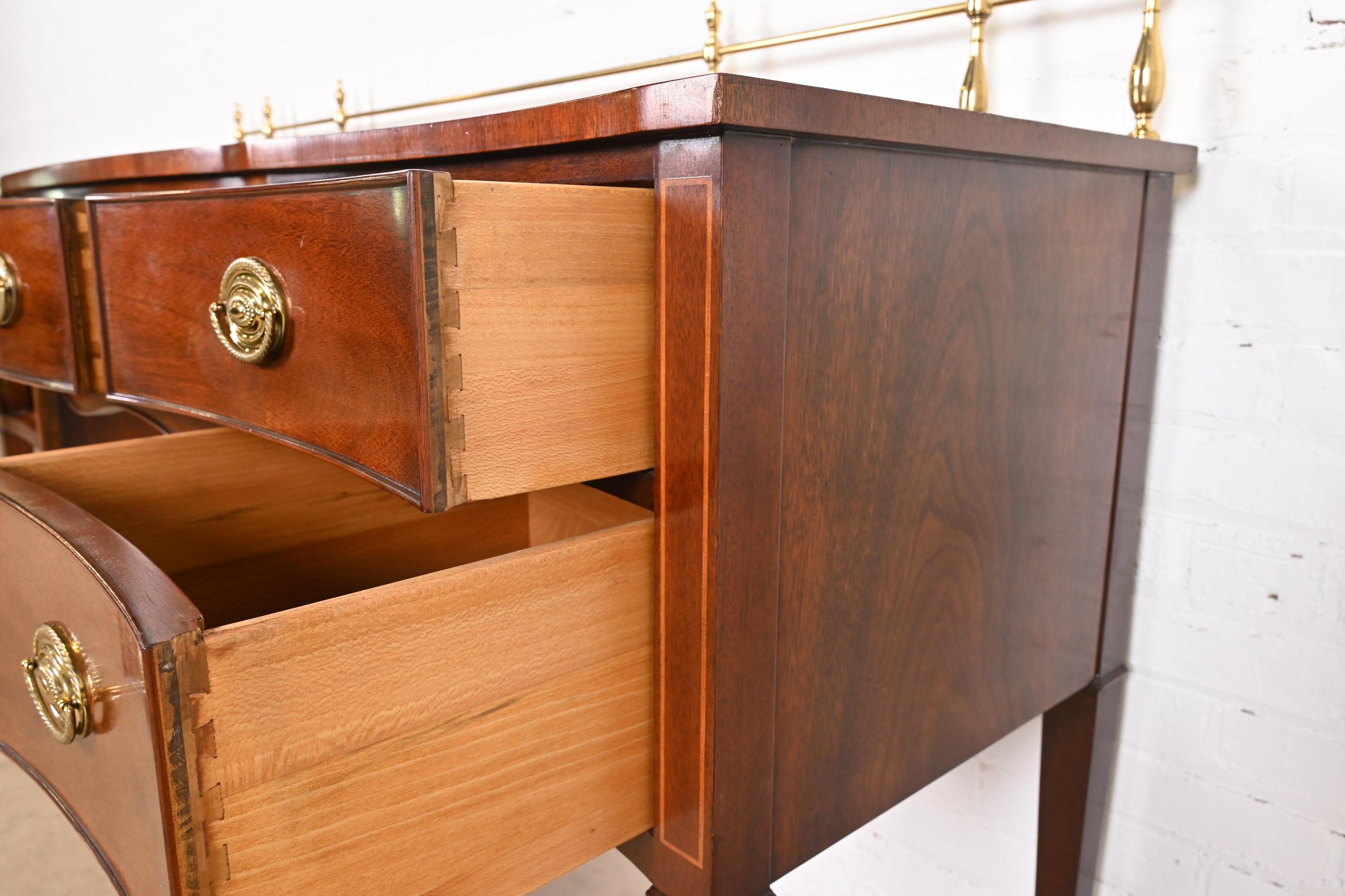 Kindel Furniture Federal Inlaid Mahogany Sideboard Credenza With Brass Gallery 6