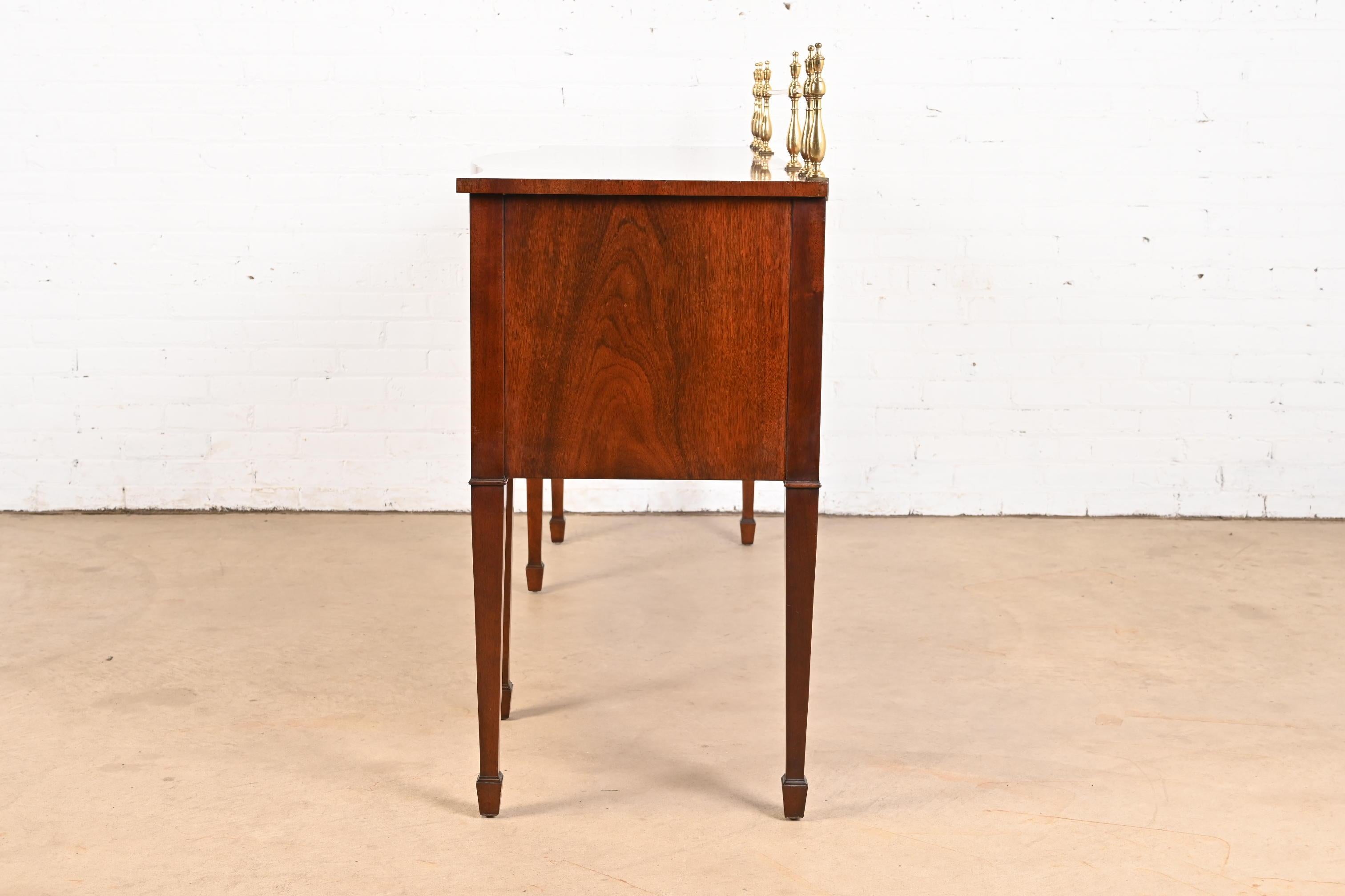 Kindel Furniture Federal Inlaid Mahogany Sideboard Credenza With Brass Gallery 8