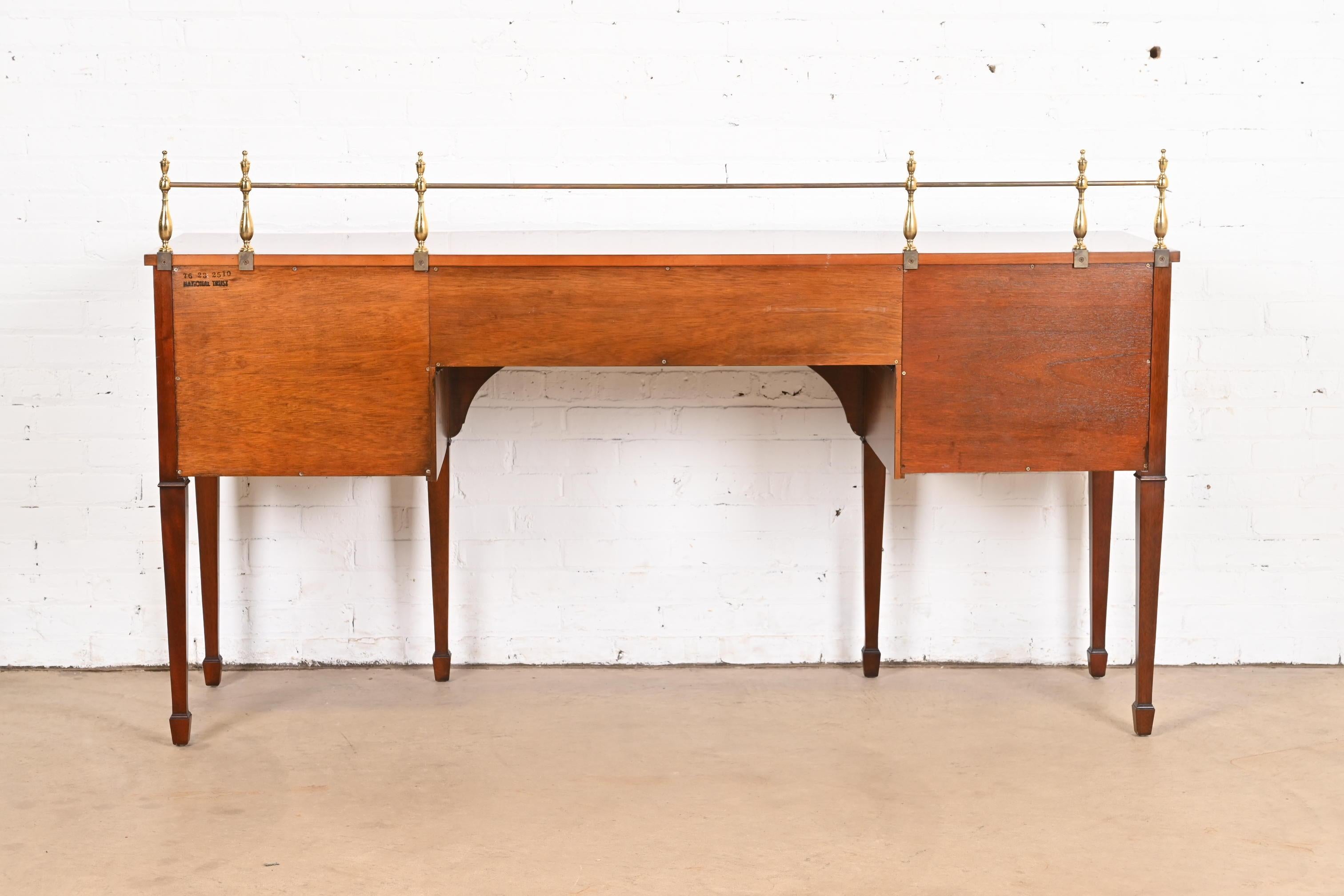 Kindel Furniture Federal Inlaid Mahogany Sideboard Credenza With Brass Gallery 9