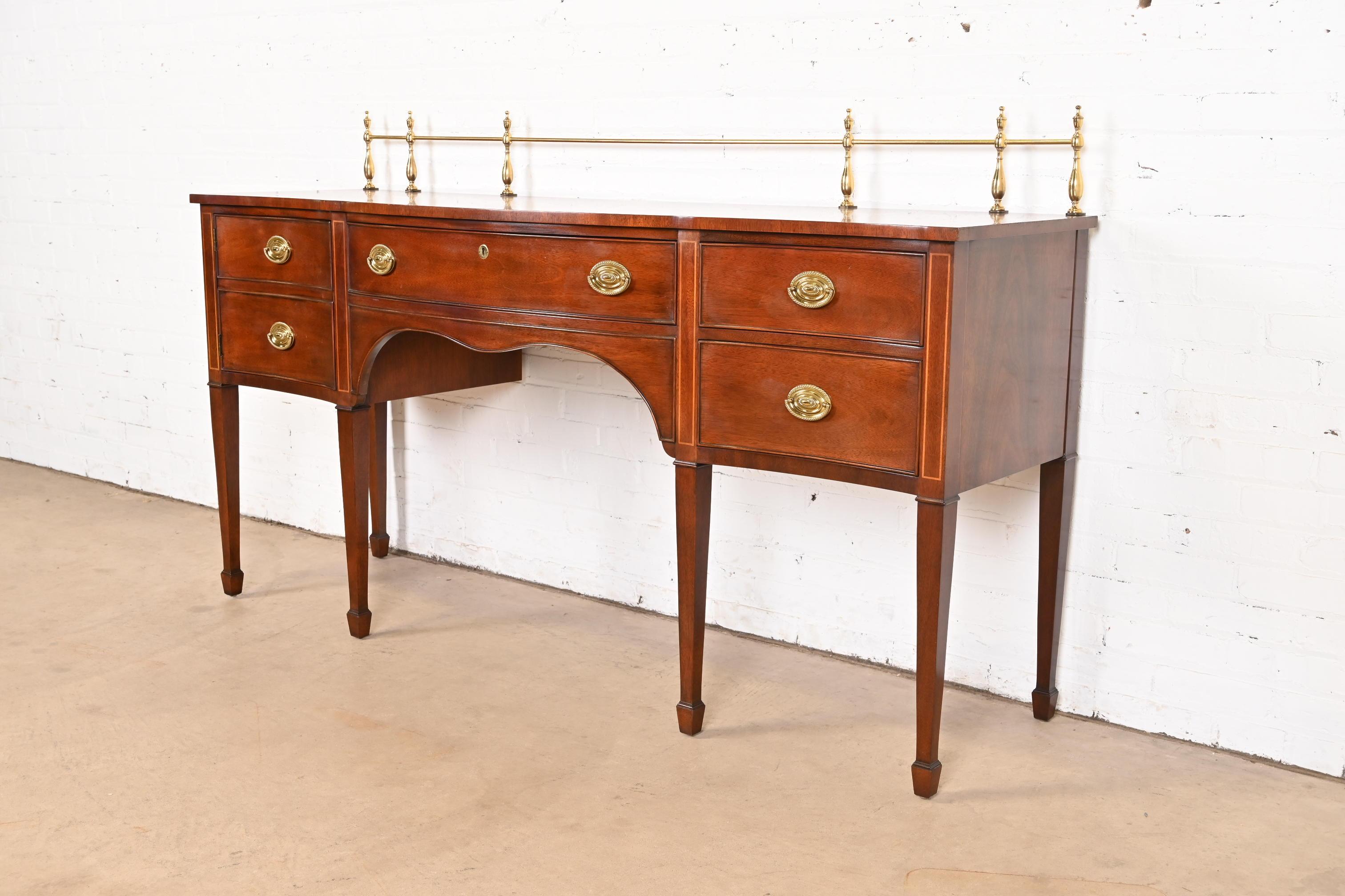 American Kindel Furniture Federal Inlaid Mahogany Sideboard Credenza With Brass Gallery