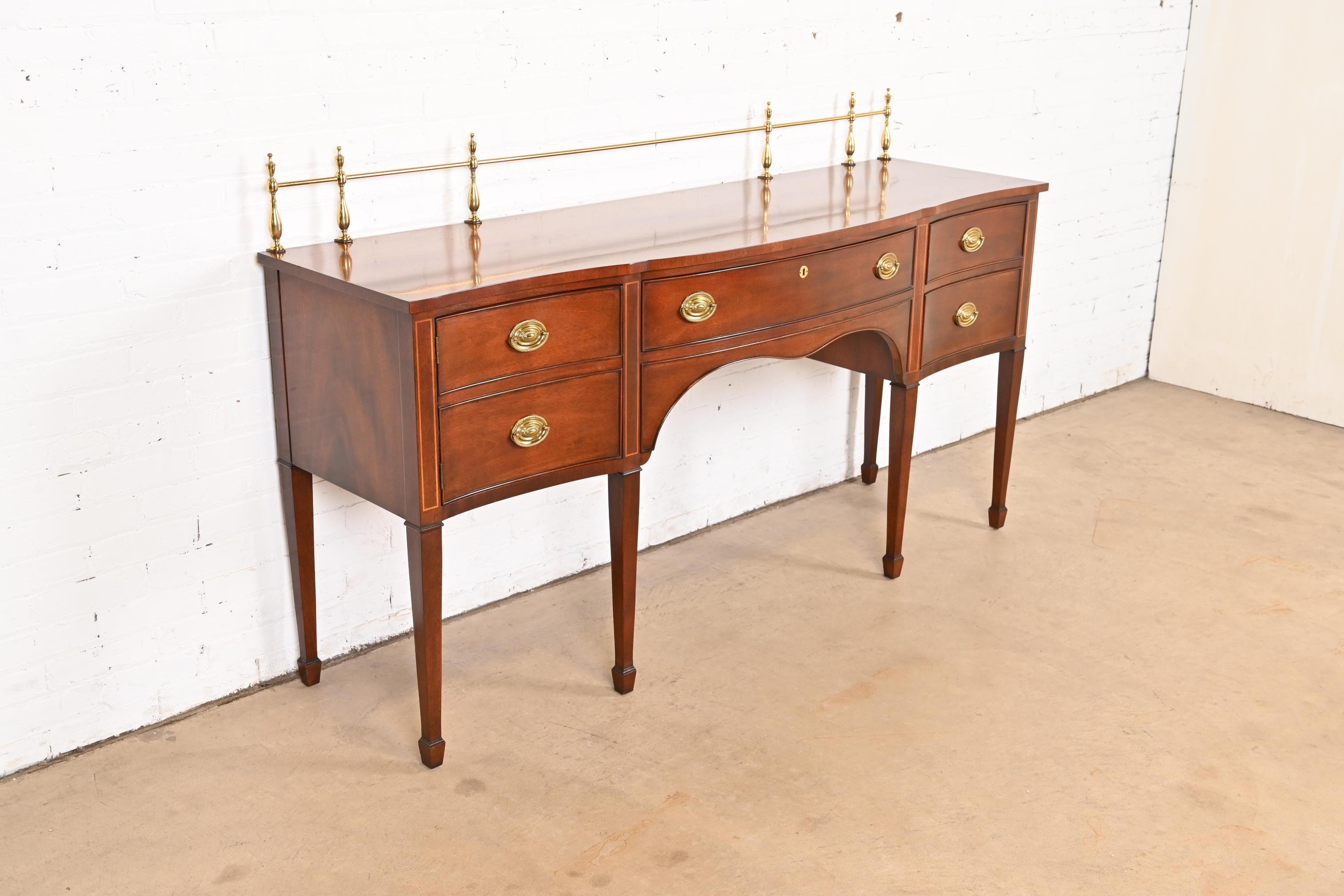 Kindel Furniture Federal Inlaid Mahogany Sideboard Credenza With Brass Gallery 1