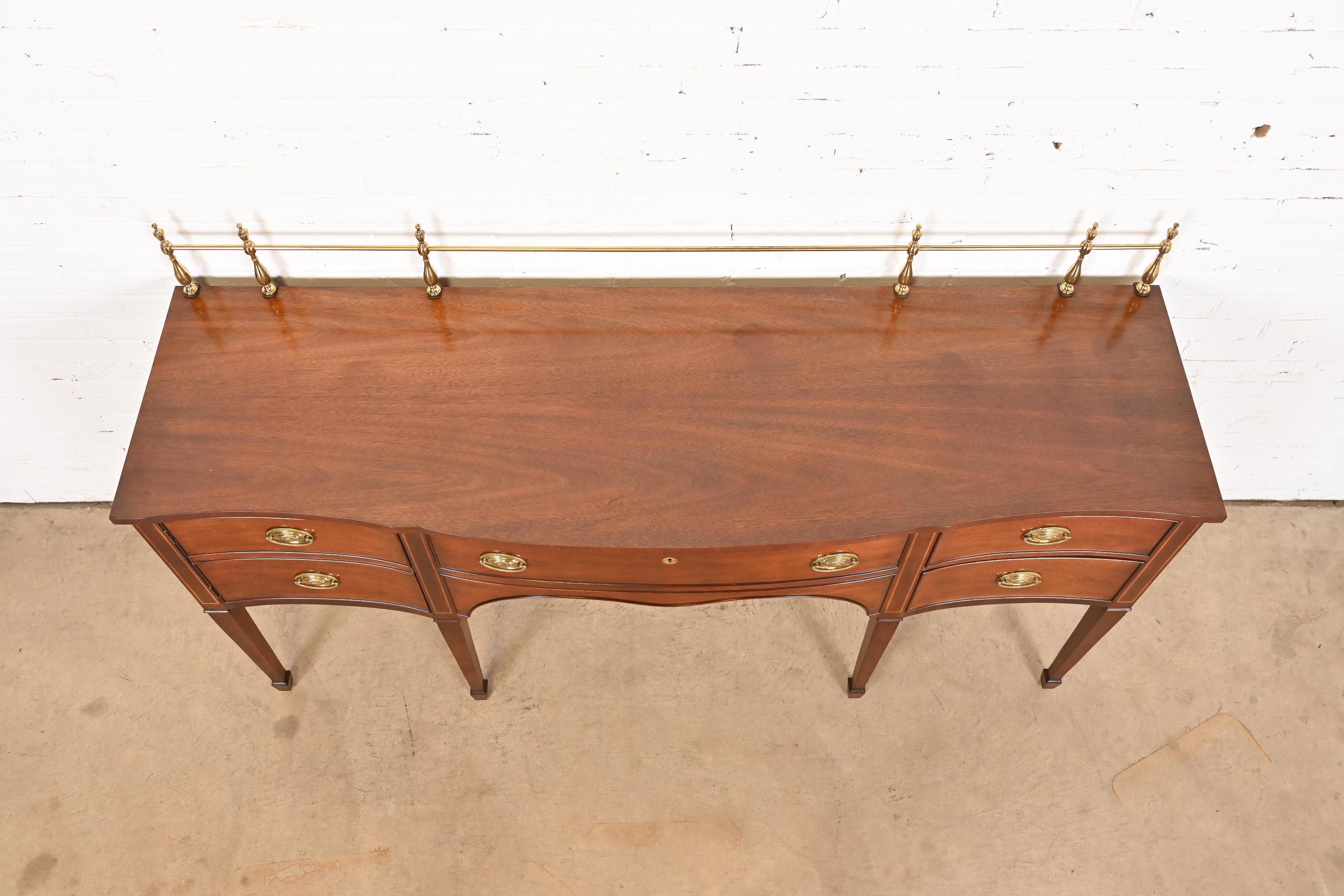 Kindel Furniture Federal Inlaid Mahogany Sideboard Credenza With Brass Gallery 2