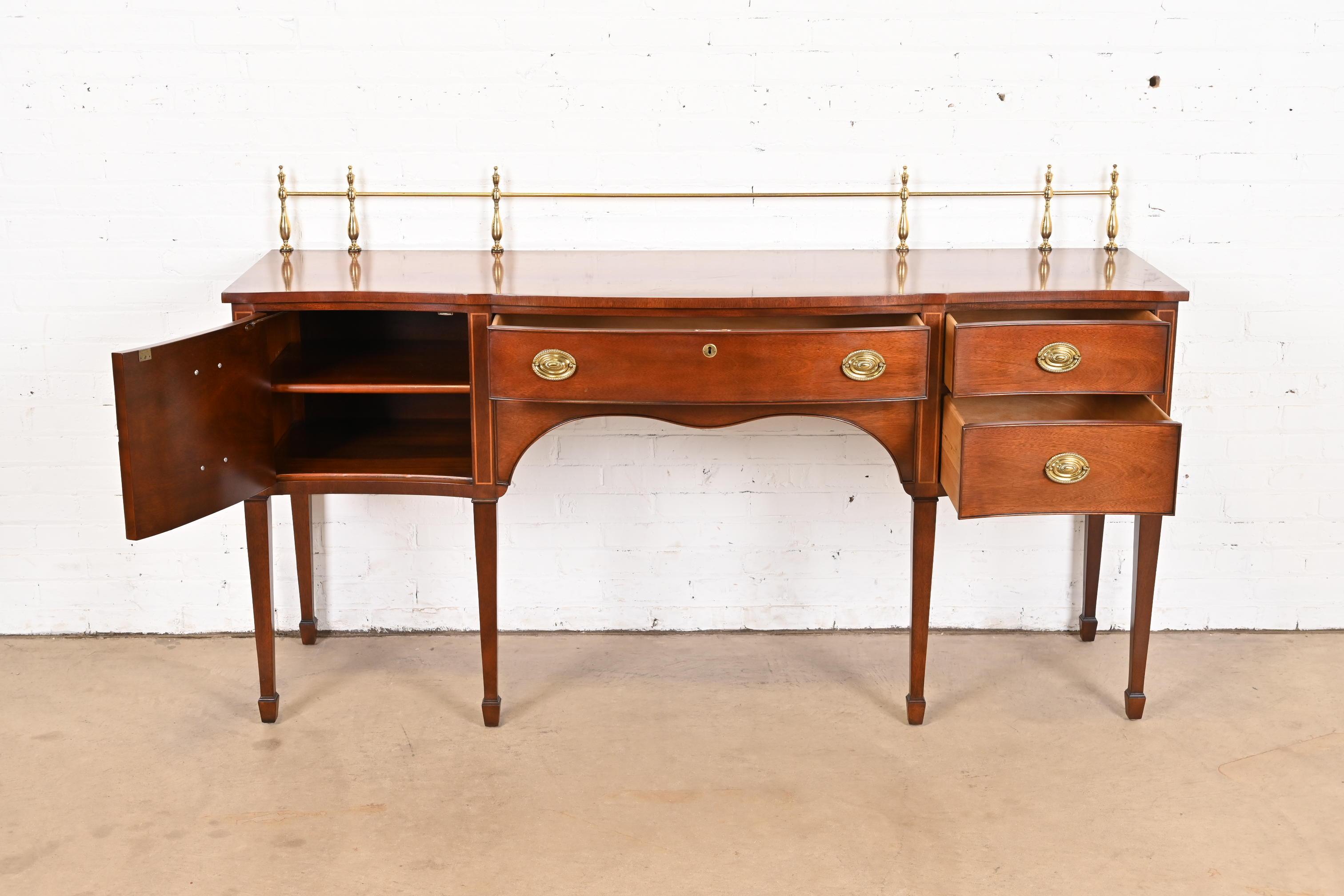Kindel Furniture Federal Inlaid Mahogany Sideboard Credenza With Brass Gallery 4