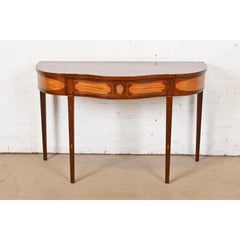 Kindel Furniture Federal Mahogany and Satinwood Inlaid Marquetry Console Table