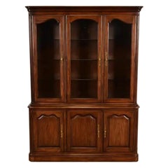 Kindel Furniture French Louis Philippe Lighted Breakfront Bookcase Cabinet