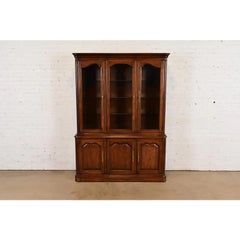 Kindel Furniture French Louis Philippe Lighted Breakfront Bookcase Cabinet