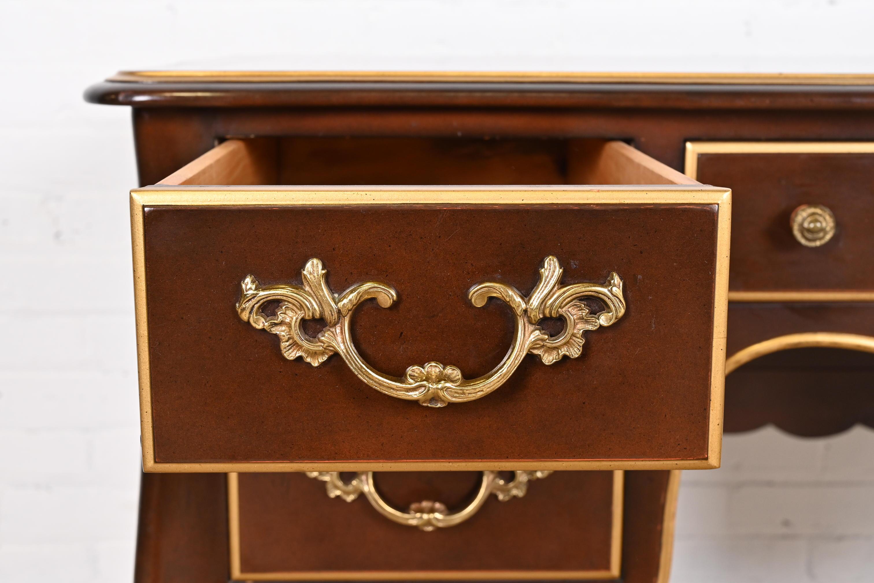 Kindel Furniture French Louis XV Mahogany and Gold Gilt Bureau Plat Desk 1