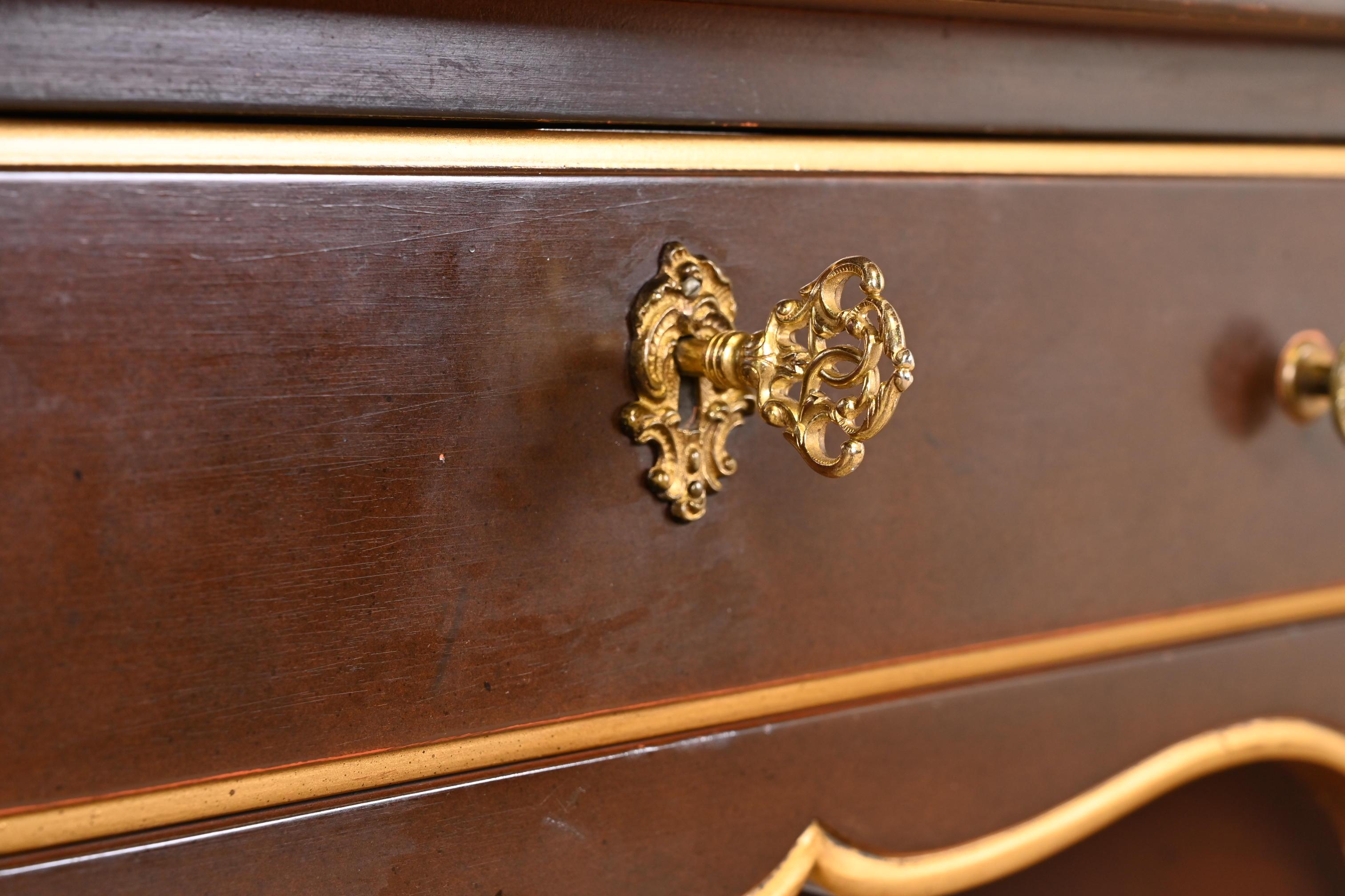 Kindel Furniture French Louis XV Mahogany and Gold Gilt Bureau Plat Desk 3