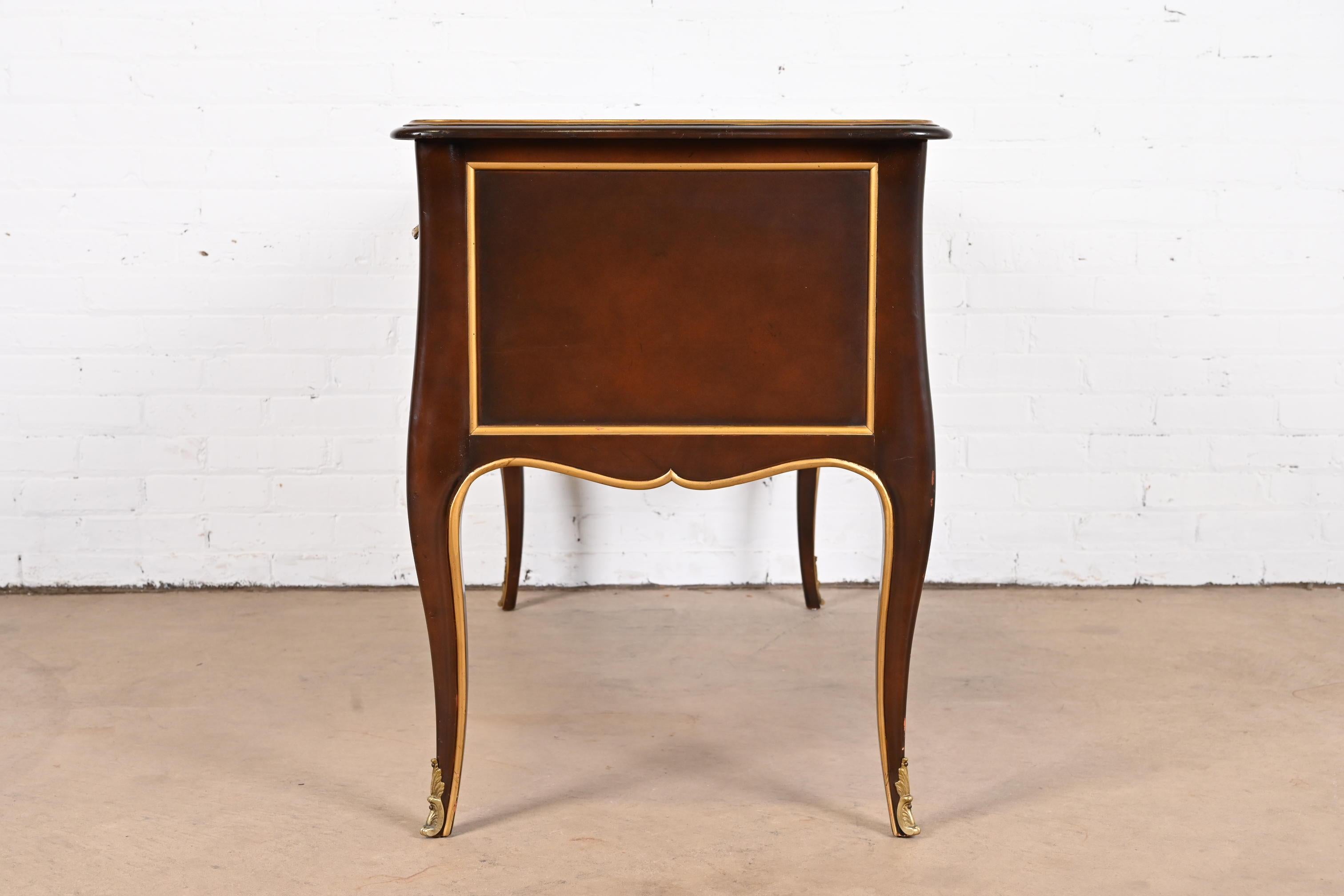 Kindel Furniture French Louis XV Mahogany and Gold Gilt Bureau Plat Desk 7