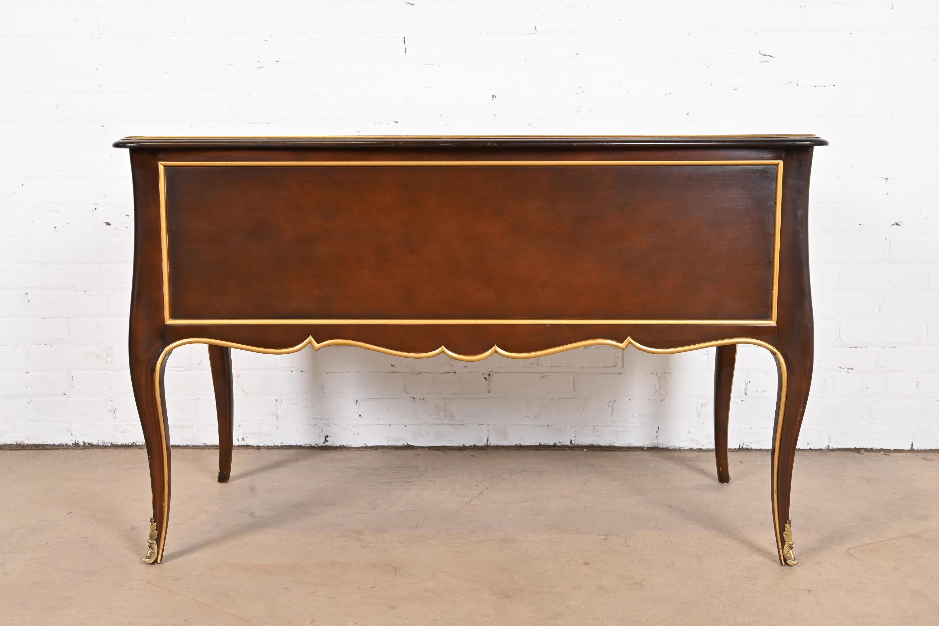 Kindel Furniture French Louis XV Mahogany and Gold Gilt Bureau Plat Desk 8