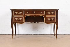 Kindel Furniture French Louis XV Mahogany and Gold Gilt Bureau Plat Desk
