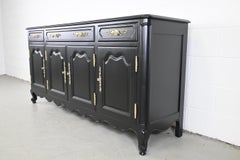 Kindel Furniture French Provincial Black Sideboard Credenza, Newly Refinished