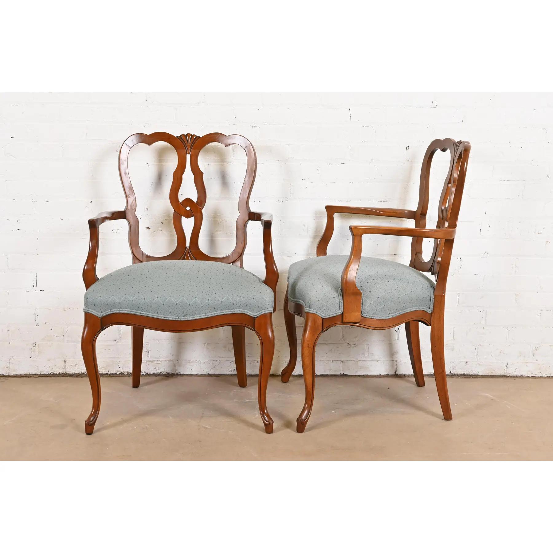 Kindel Furniture French Provincial Louis XV Carved Cherry Dining Chairs, Eight 6