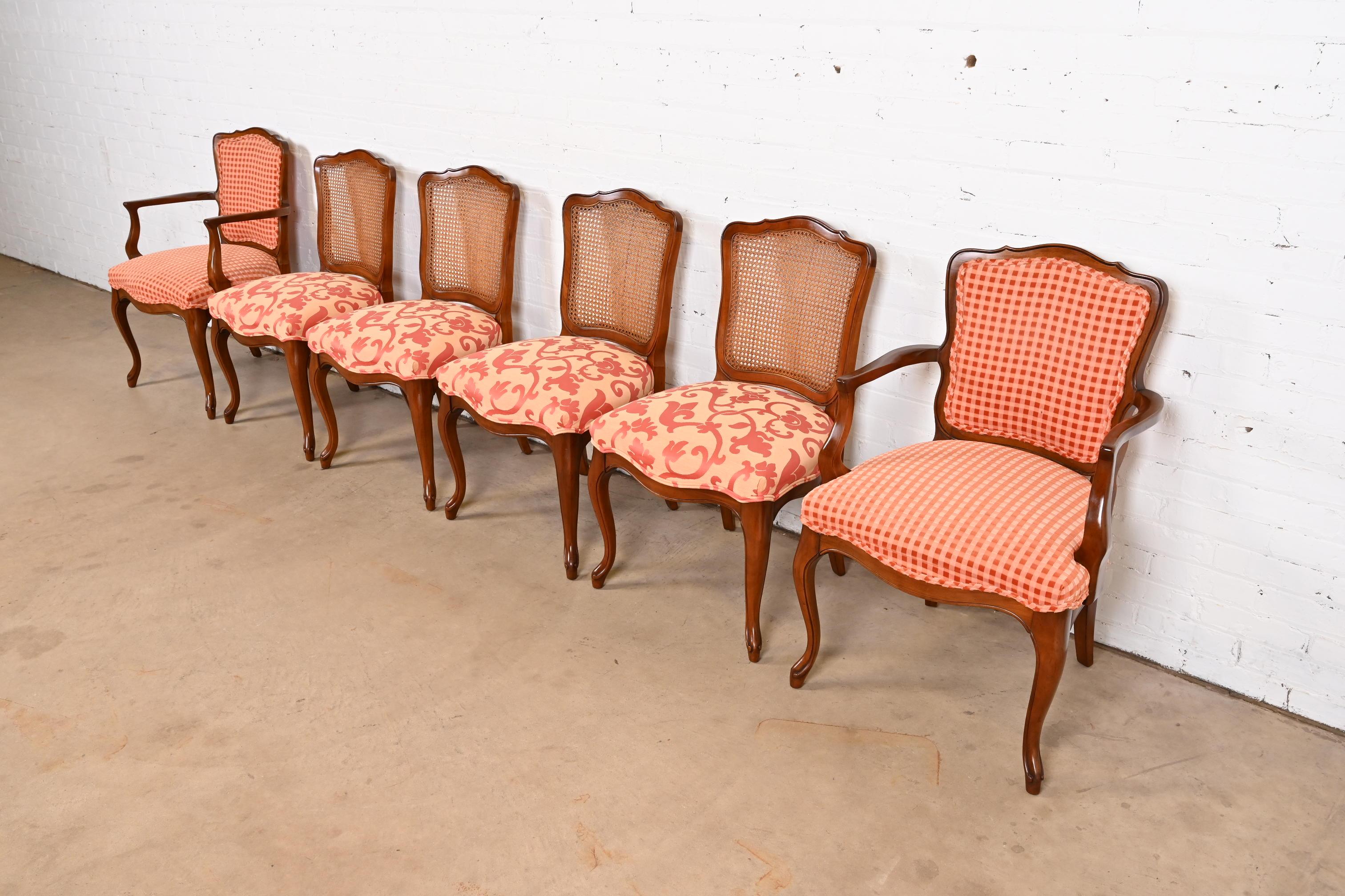 American Kindel Furniture French Provincial Louis XV Carved Cherry Wood Dining Chairs