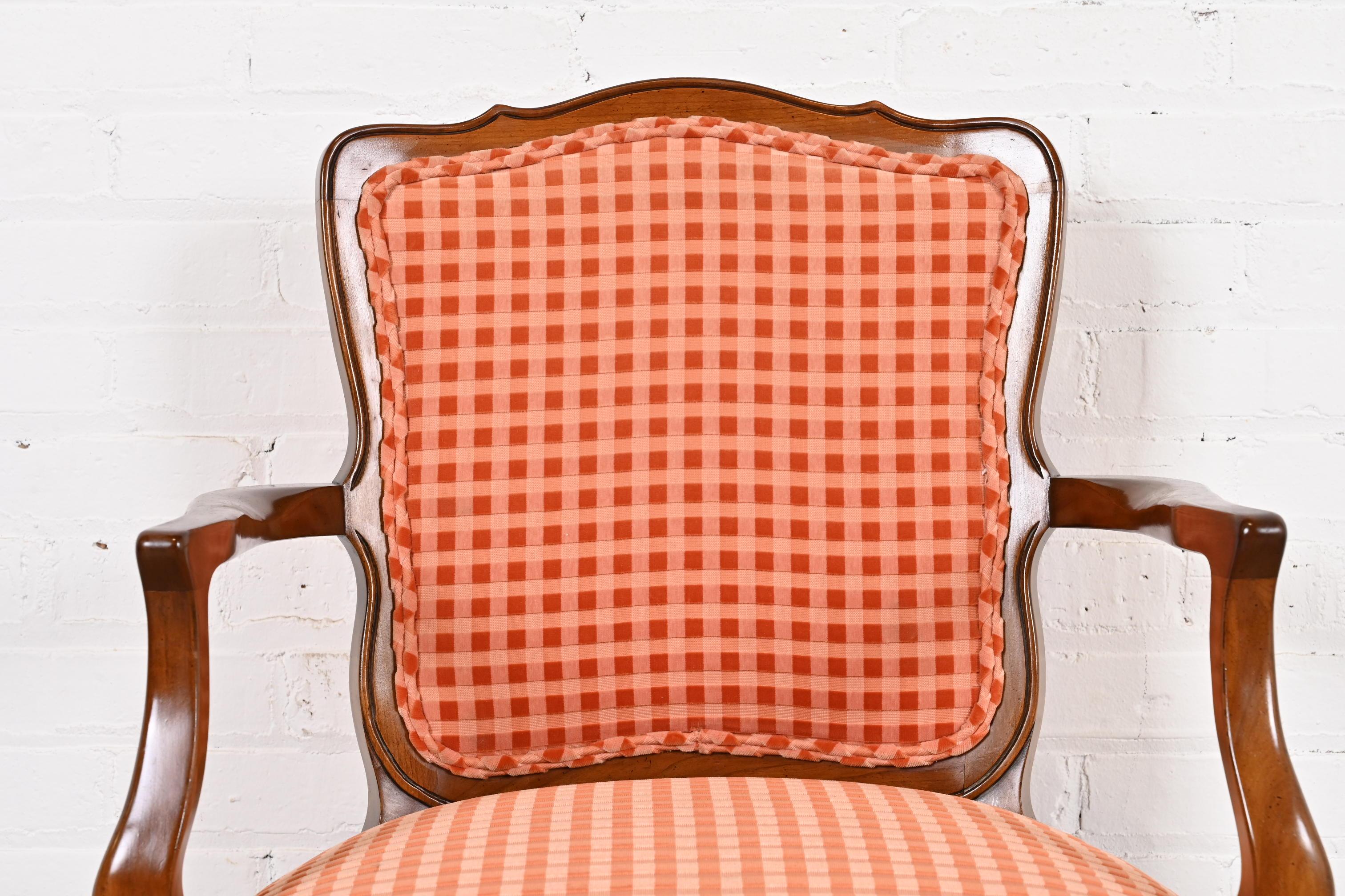 Upholstery Kindel Furniture French Provincial Louis XV Carved Cherry Wood Dining Chairs