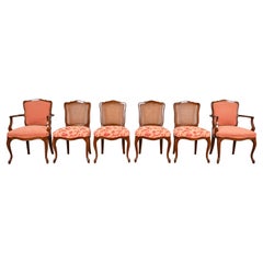 Kindel Furniture French Provincial Louis XV Carved Cherry Wood Dining Chairs