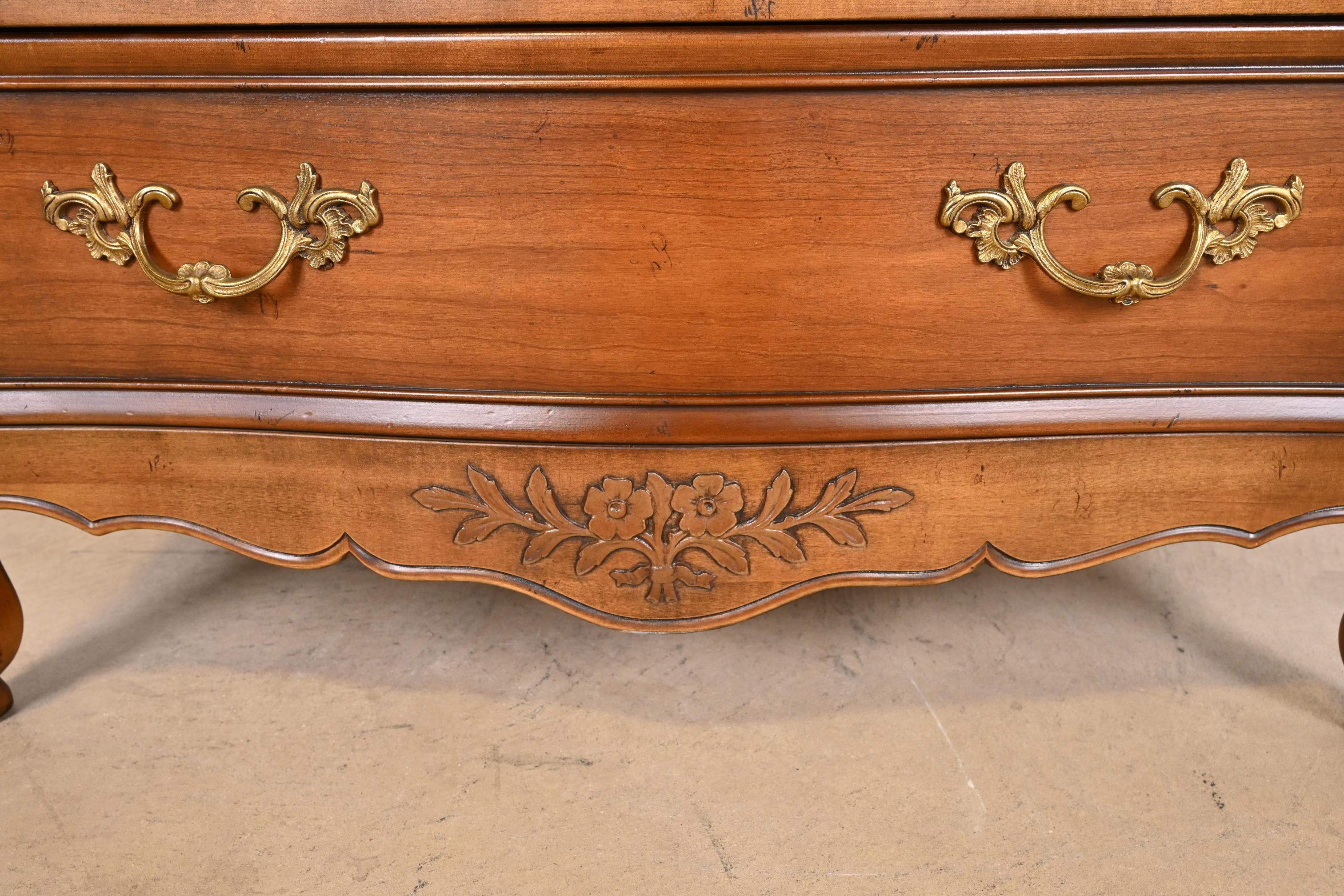 Kindel Furniture French Provincial Louis XV Carved Cherry Wood Highboy Dresser 6