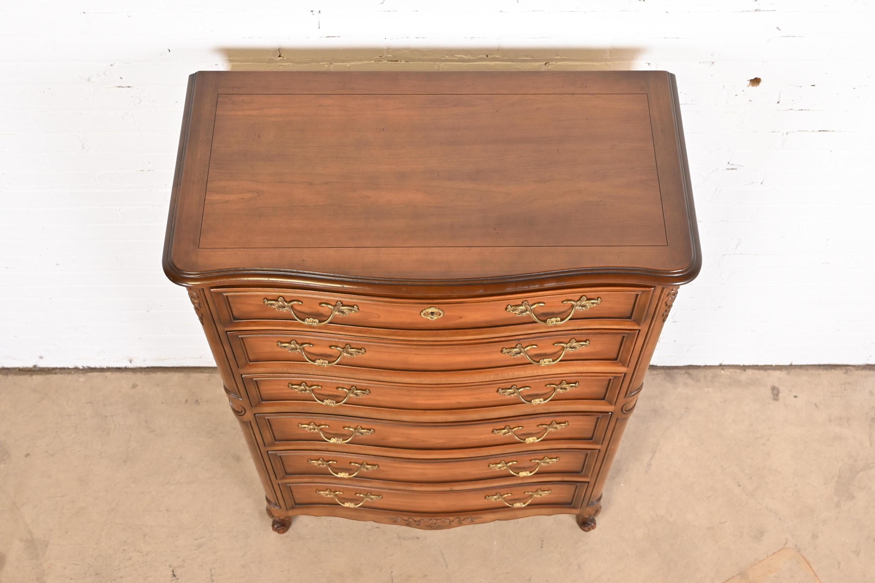 Kindel Furniture French Provincial Louis XV Carved Cherry Wood Highboy Dresser 8