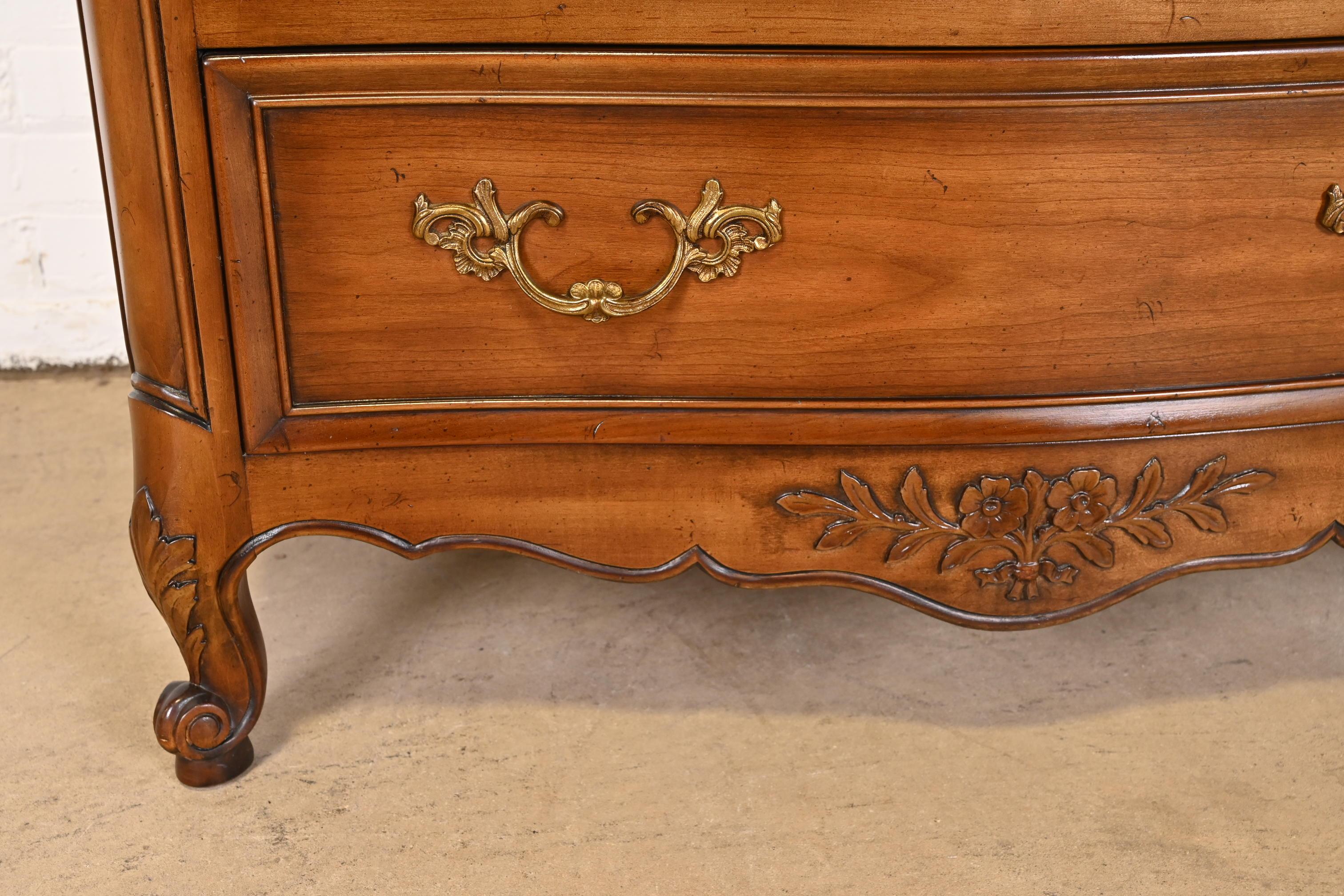 Kindel Furniture French Provincial Louis XV Carved Cherry Wood Highboy Dresser 9